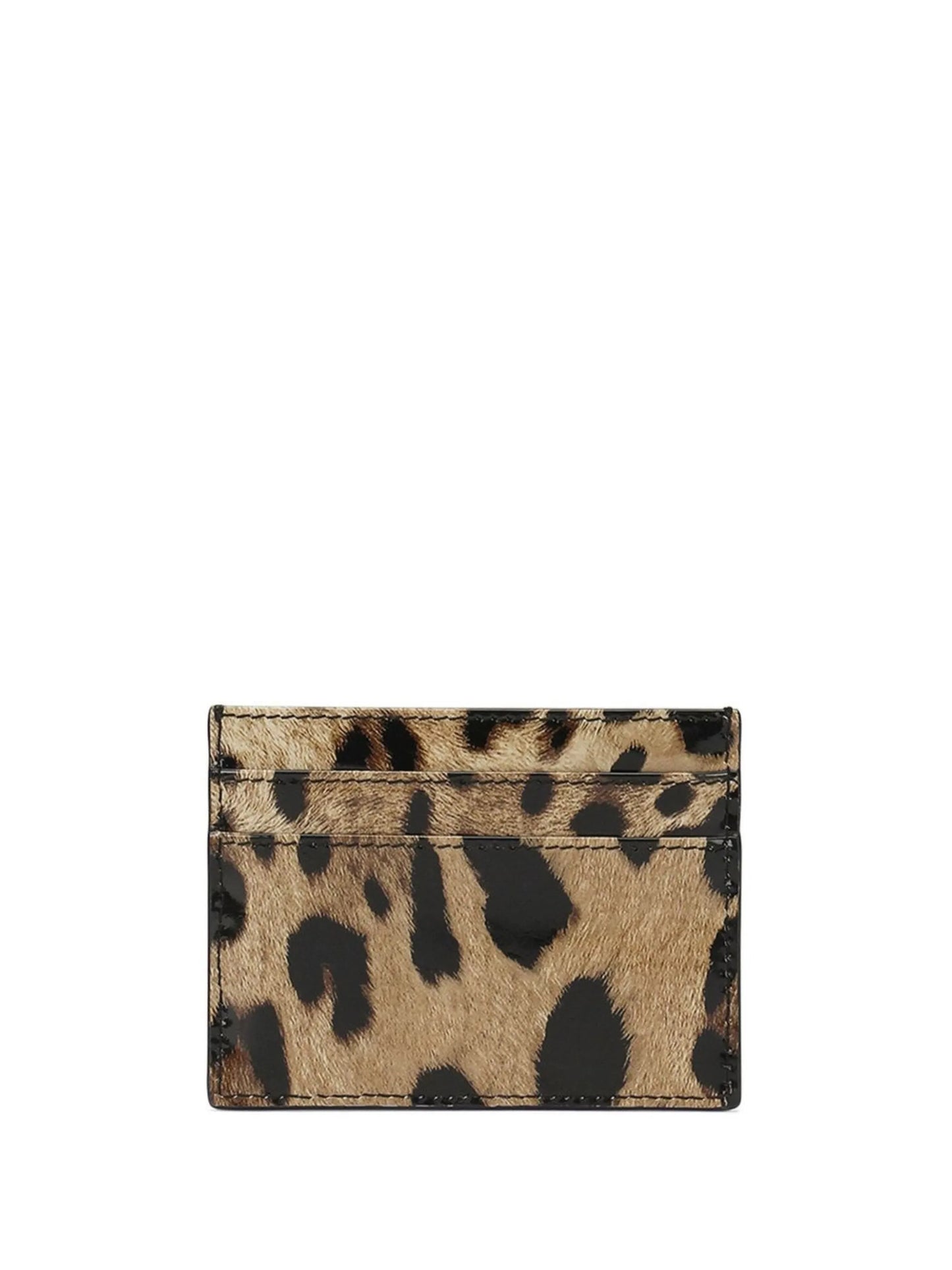 leopard-print leather card holder