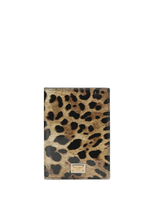 leopard-print leather passport holder