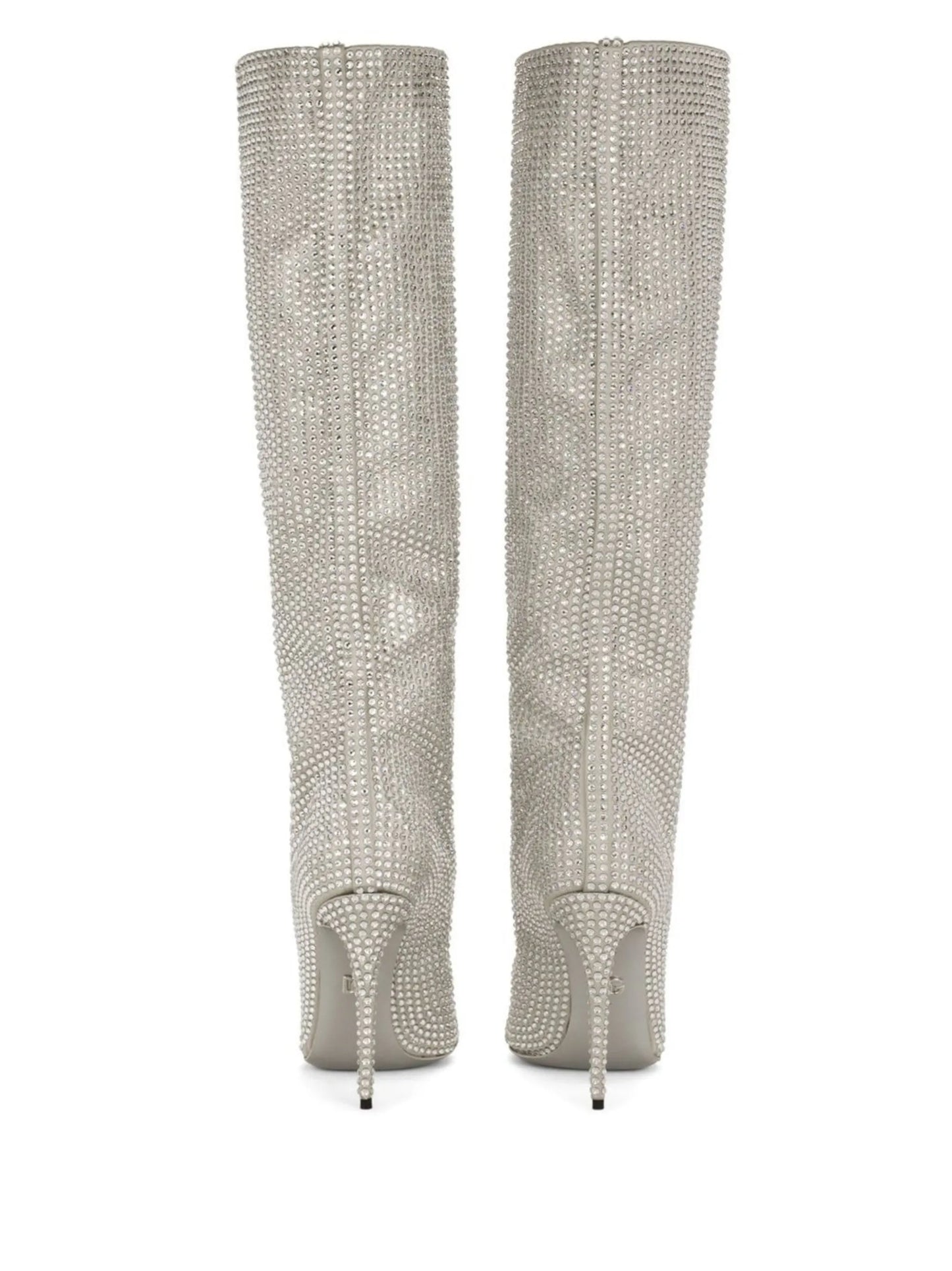 rhinestone-embellished satin boots