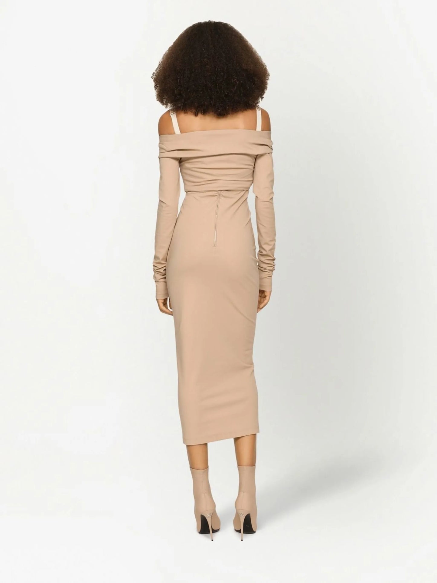 KIM DOLCE&GABBANA number patch off-shoulder dress