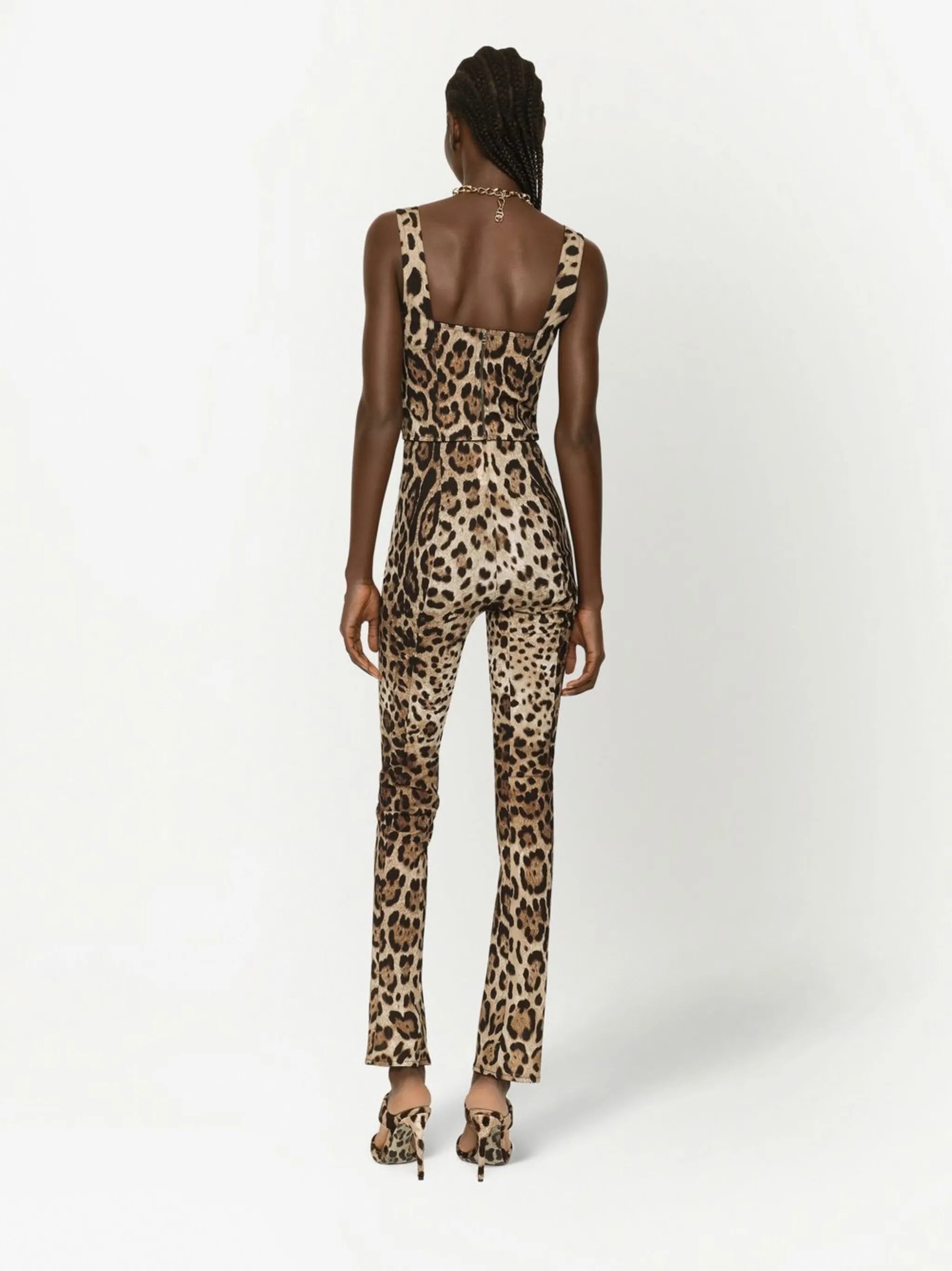 KIM DOLCE&GABBANA leopard-print corset top