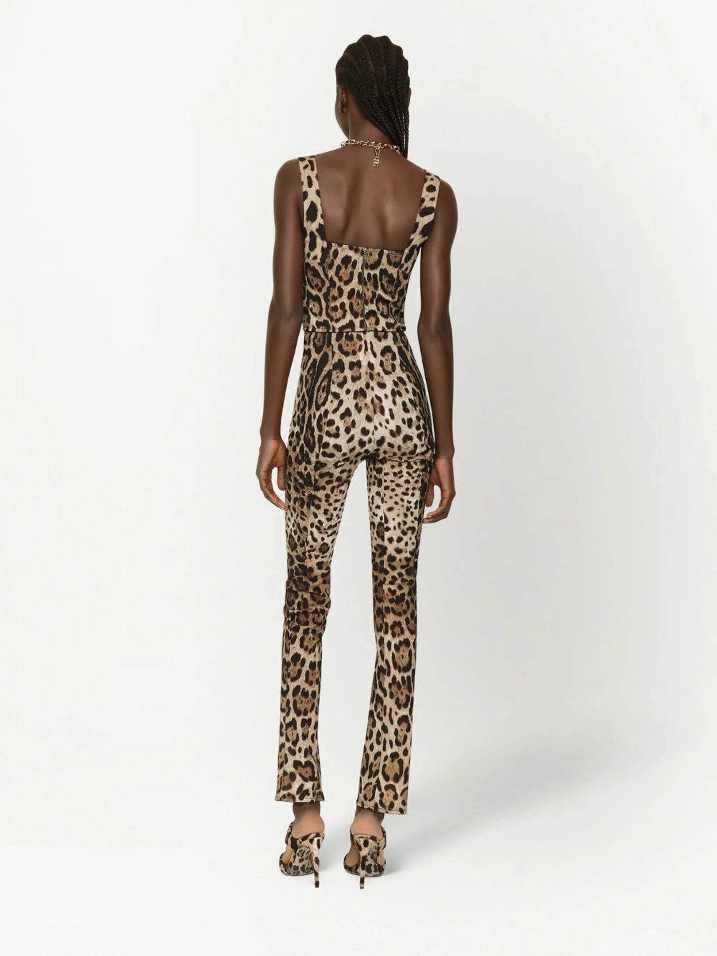KIM DOLCE&GABBANA leopard-print corset top