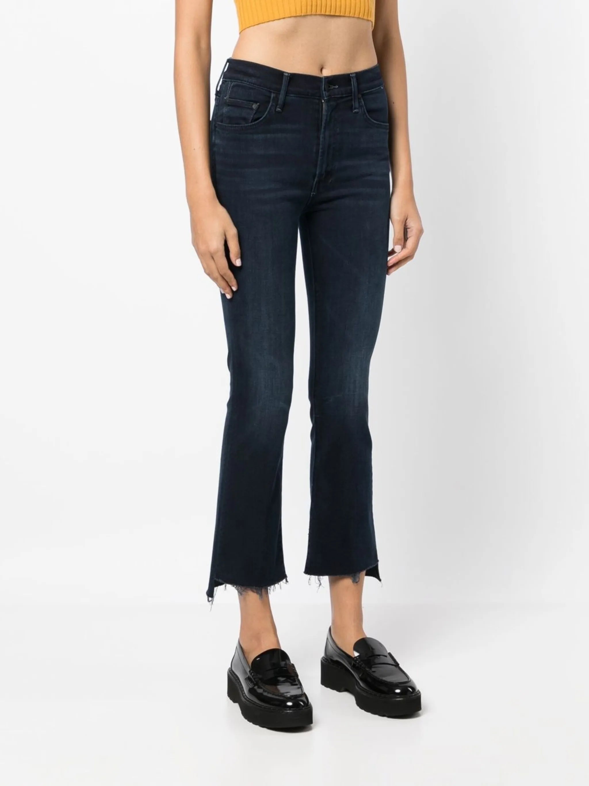 high-rise cropped flared jeans