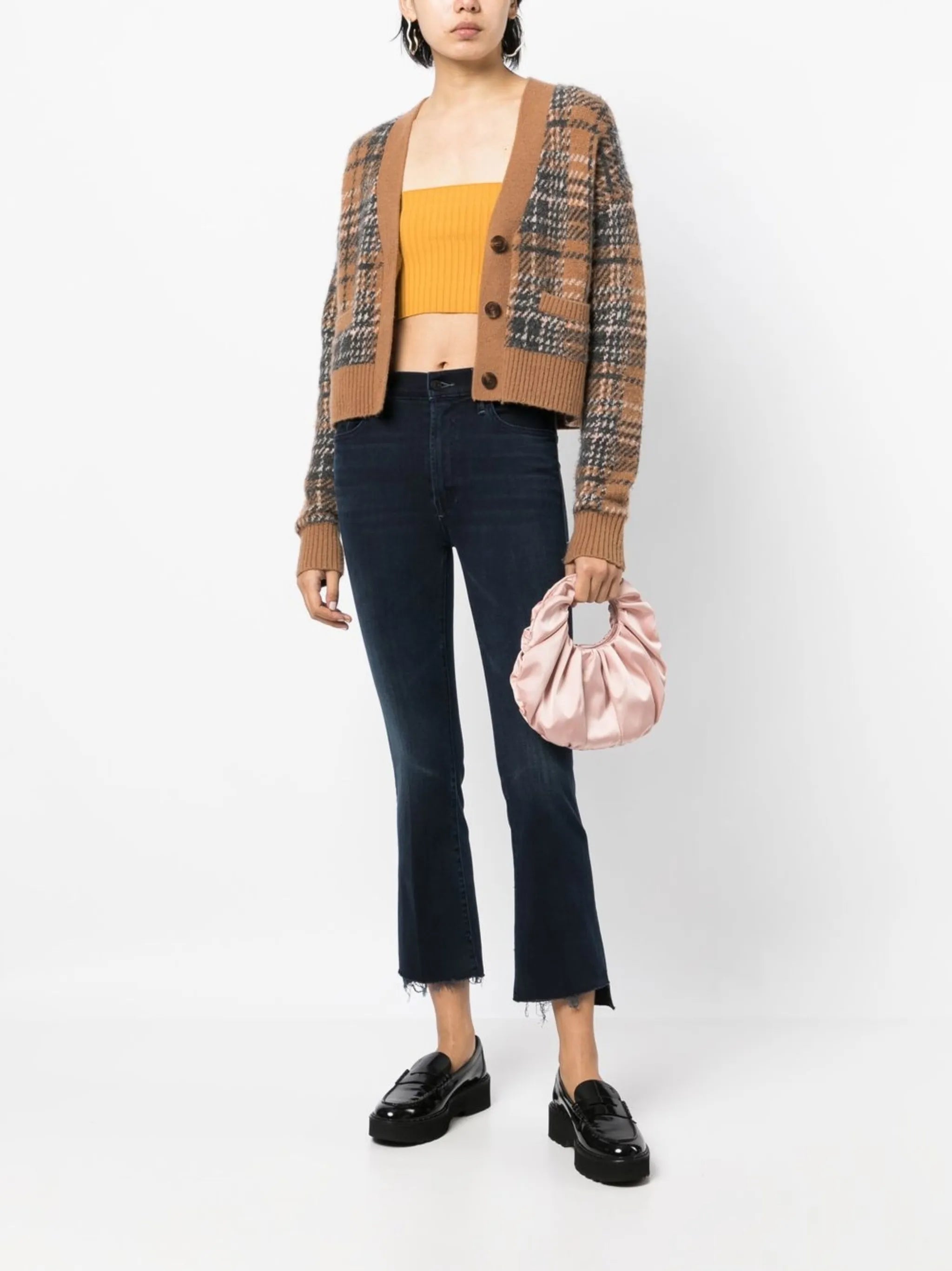 high-rise cropped flared jeans