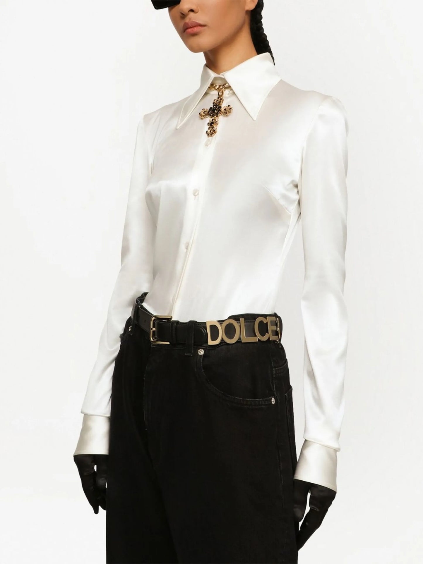 KIM DOLCE&GABBANA logo-lettering leather belt