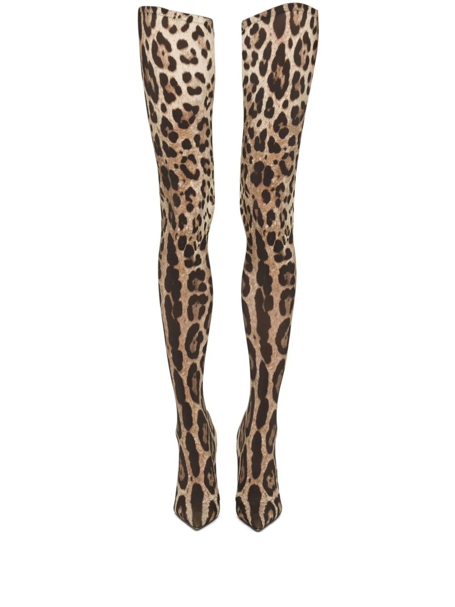 KIM DOLCE&GABBANA leopard-print thigh-high boots