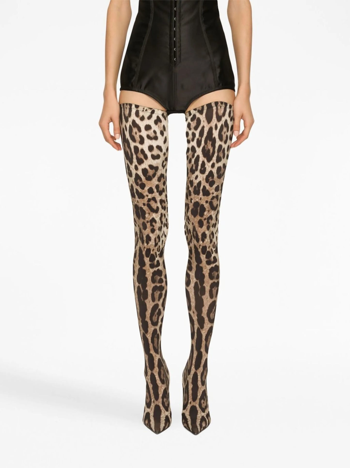 KIM DOLCE&GABBANA leopard-print thigh-high boots