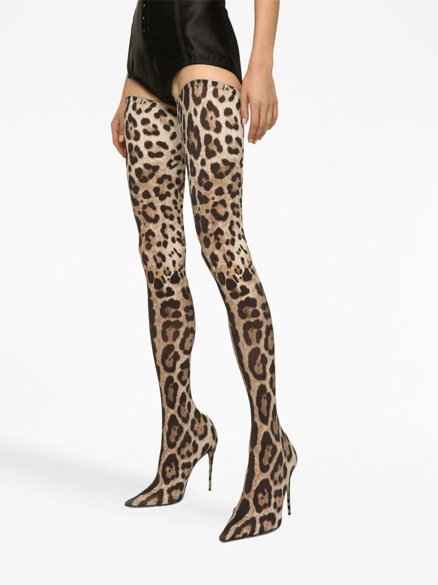 KIM DOLCE&GABBANA leopard-print thigh-high boots