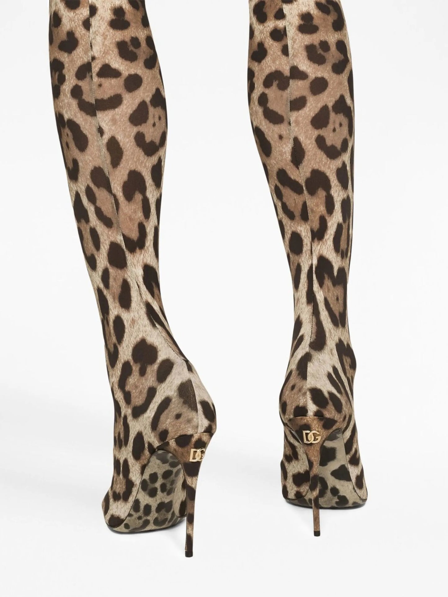KIM DOLCE&GABBANA leopard-print thigh-high boots