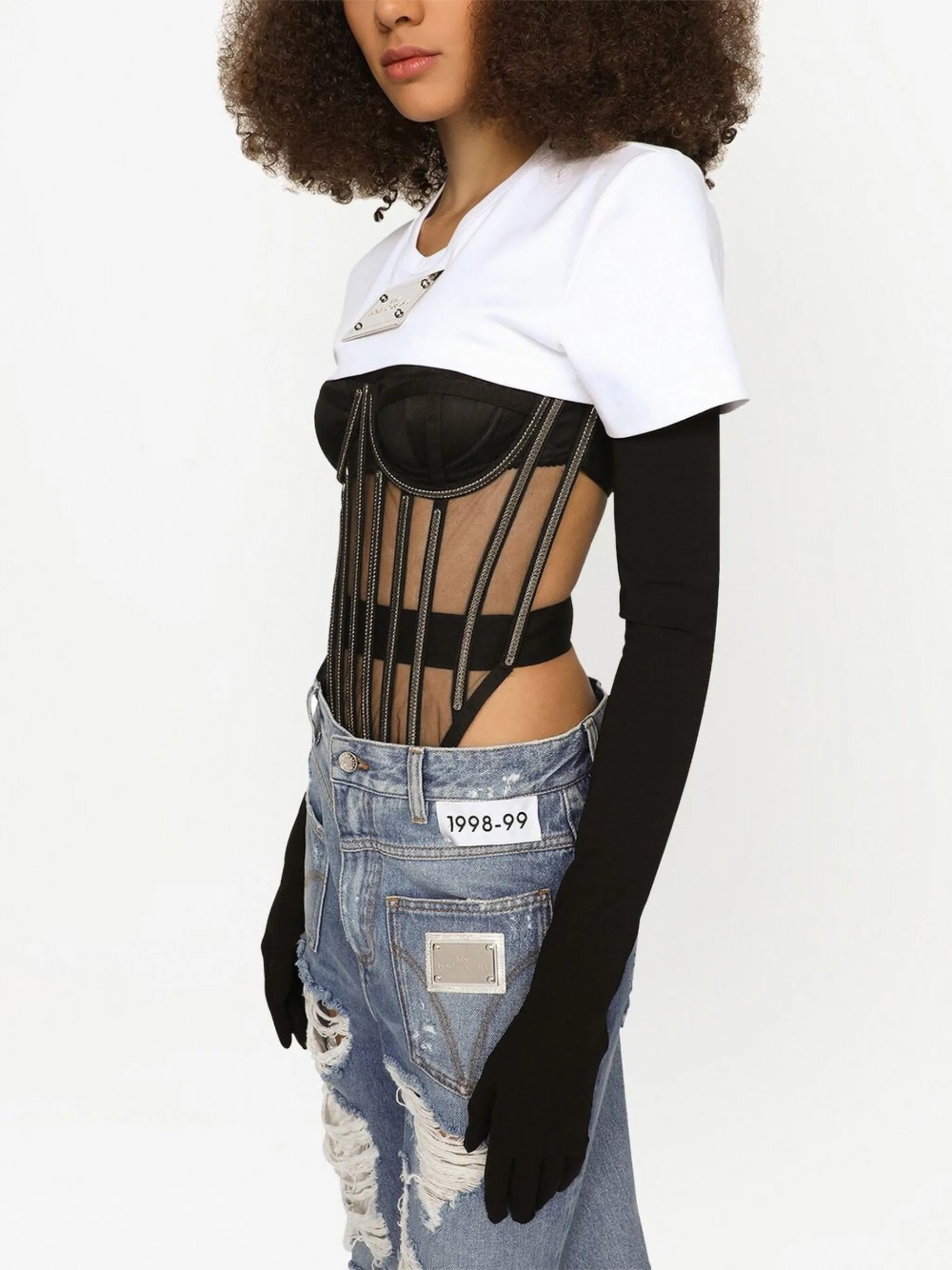 KIM DOLCE&GABBANA tulle corset top