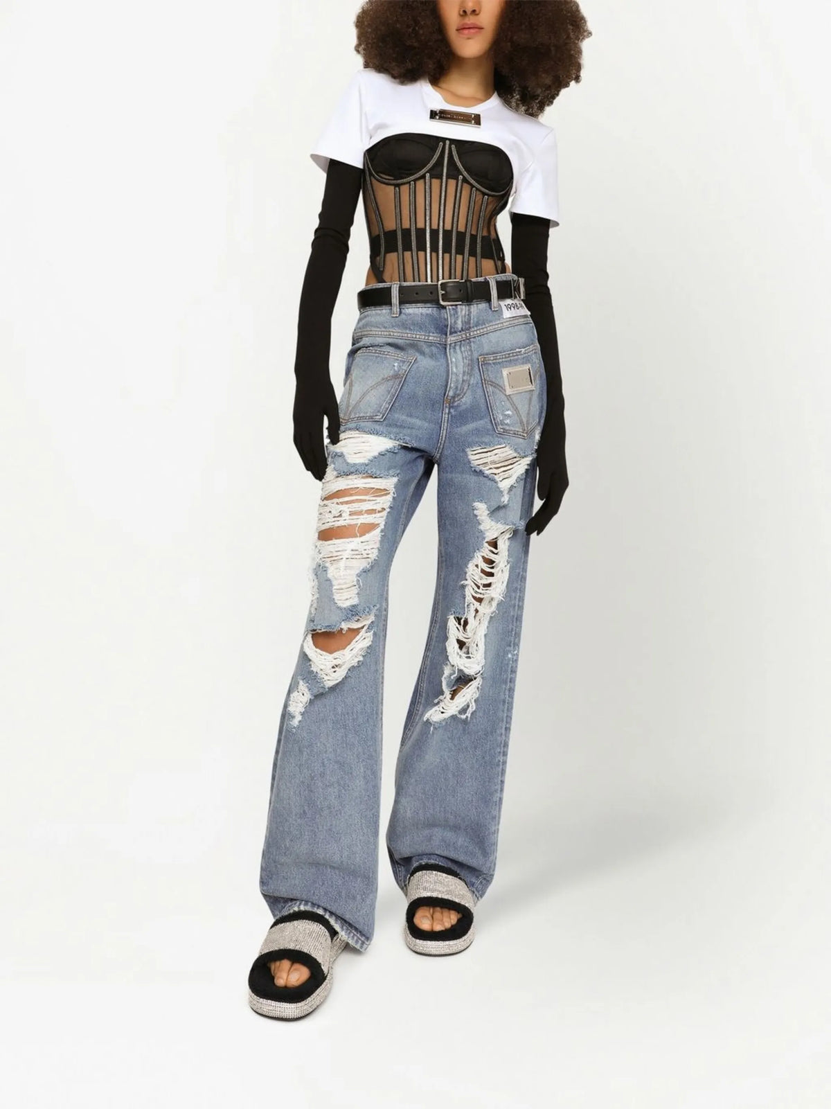 KIM DOLCE&GABBANA tulle corset top