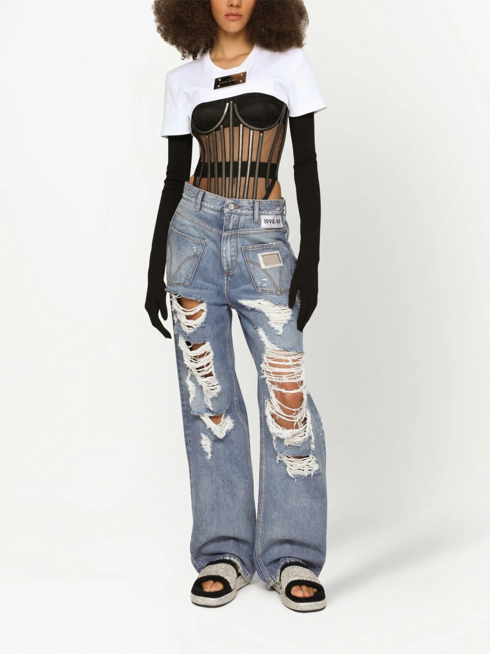KIM DOLCE&GABBANA tulle corset top