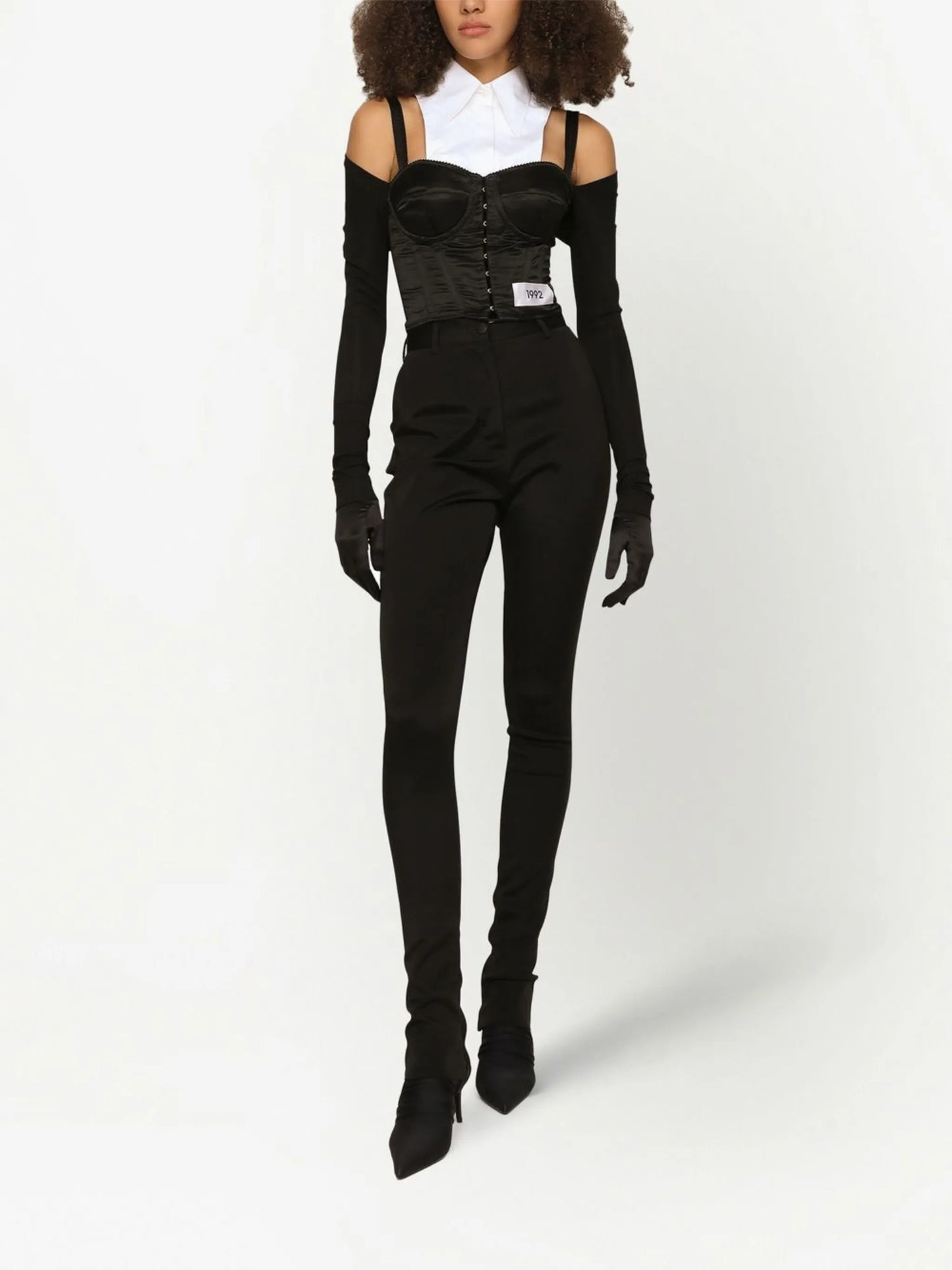 KIM DOLCE&GABBANA layered-shirt corset top