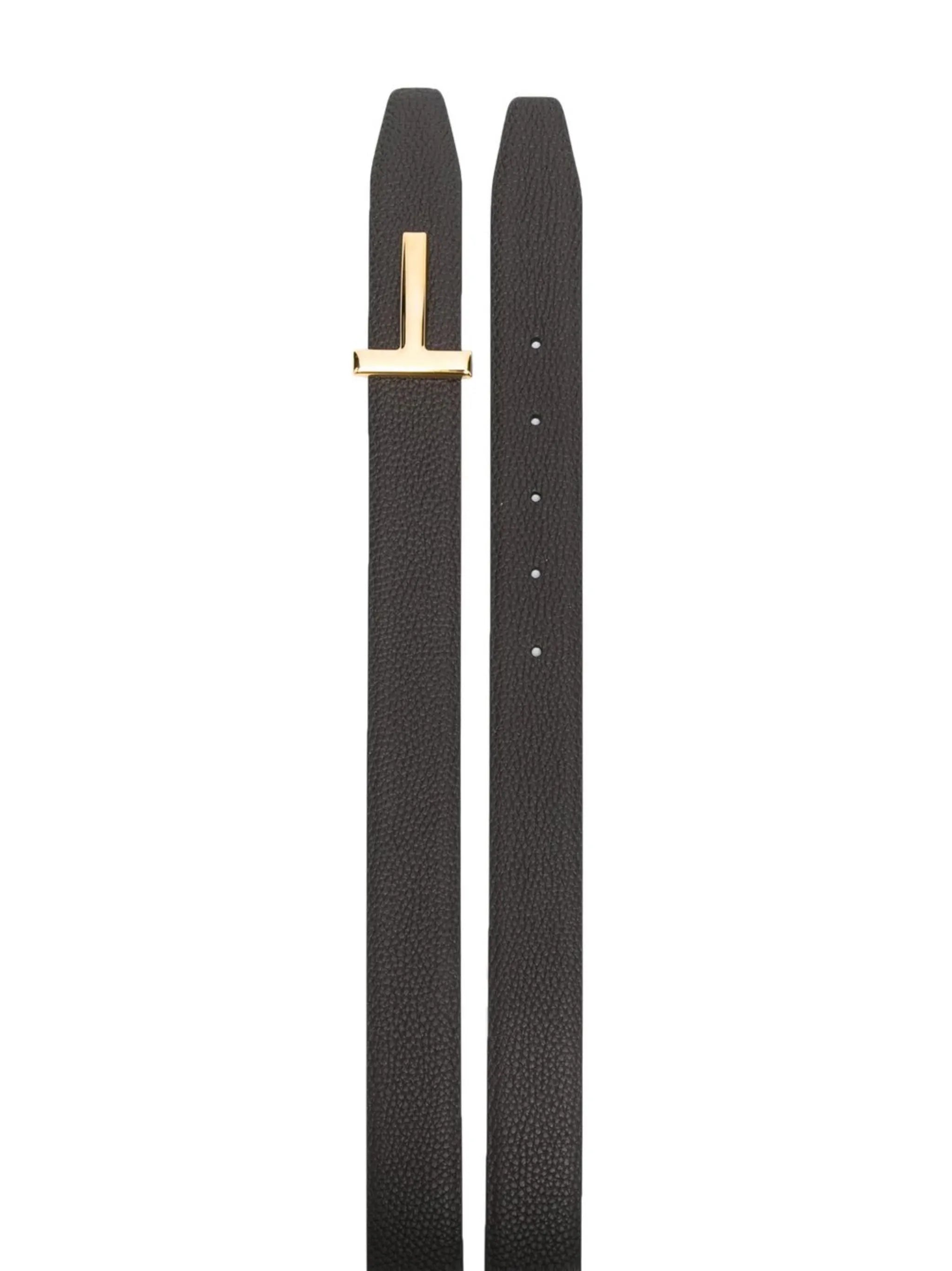 T-plaque leather belt