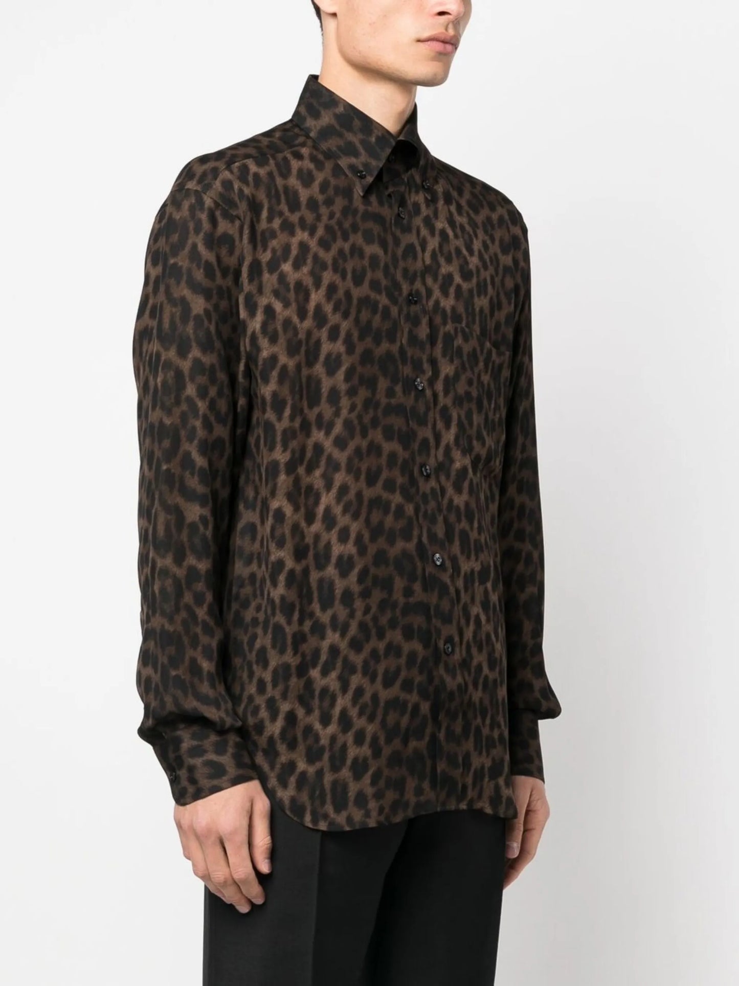 leopard-print silk shirt