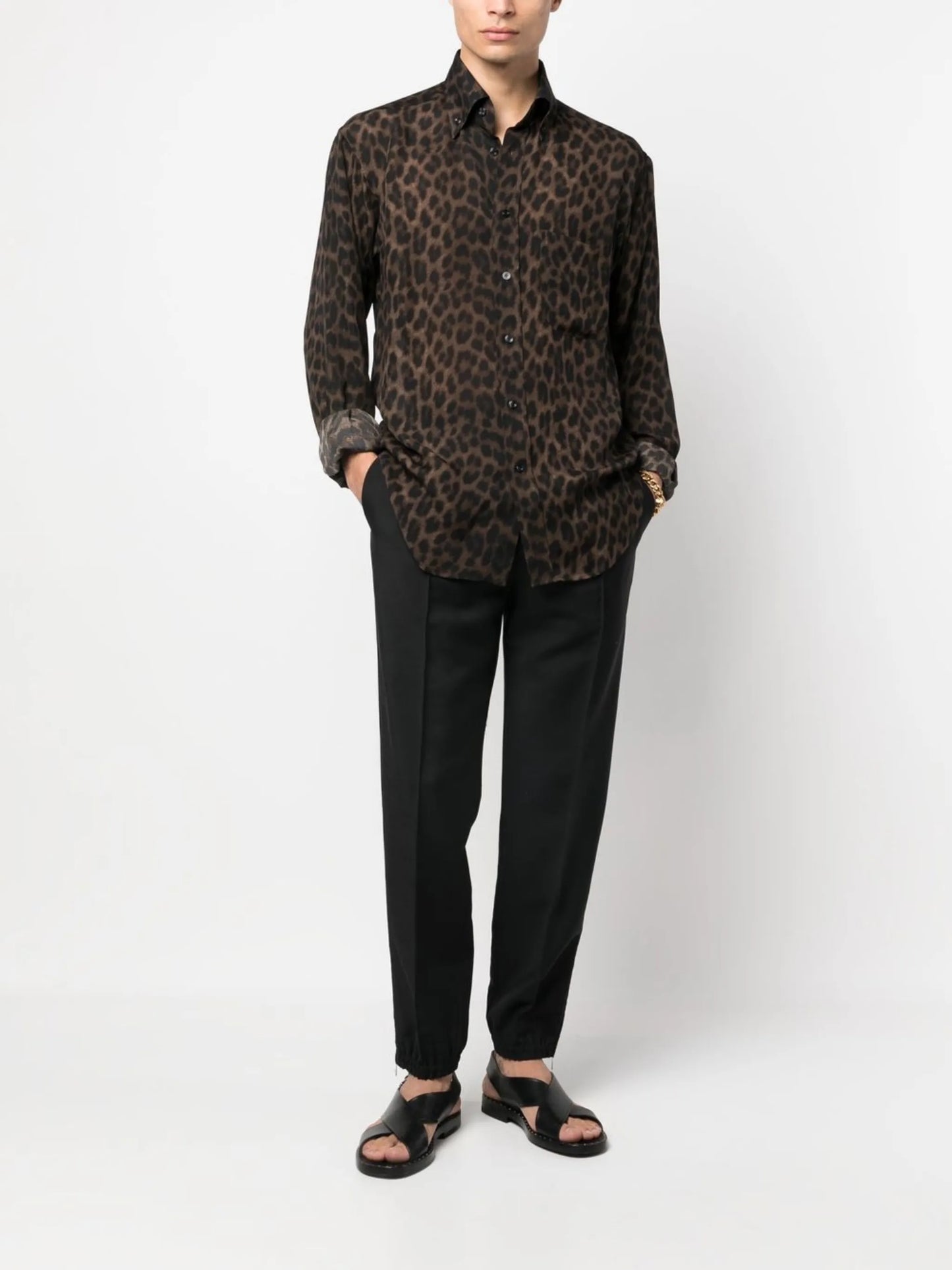leopard-print silk shirt