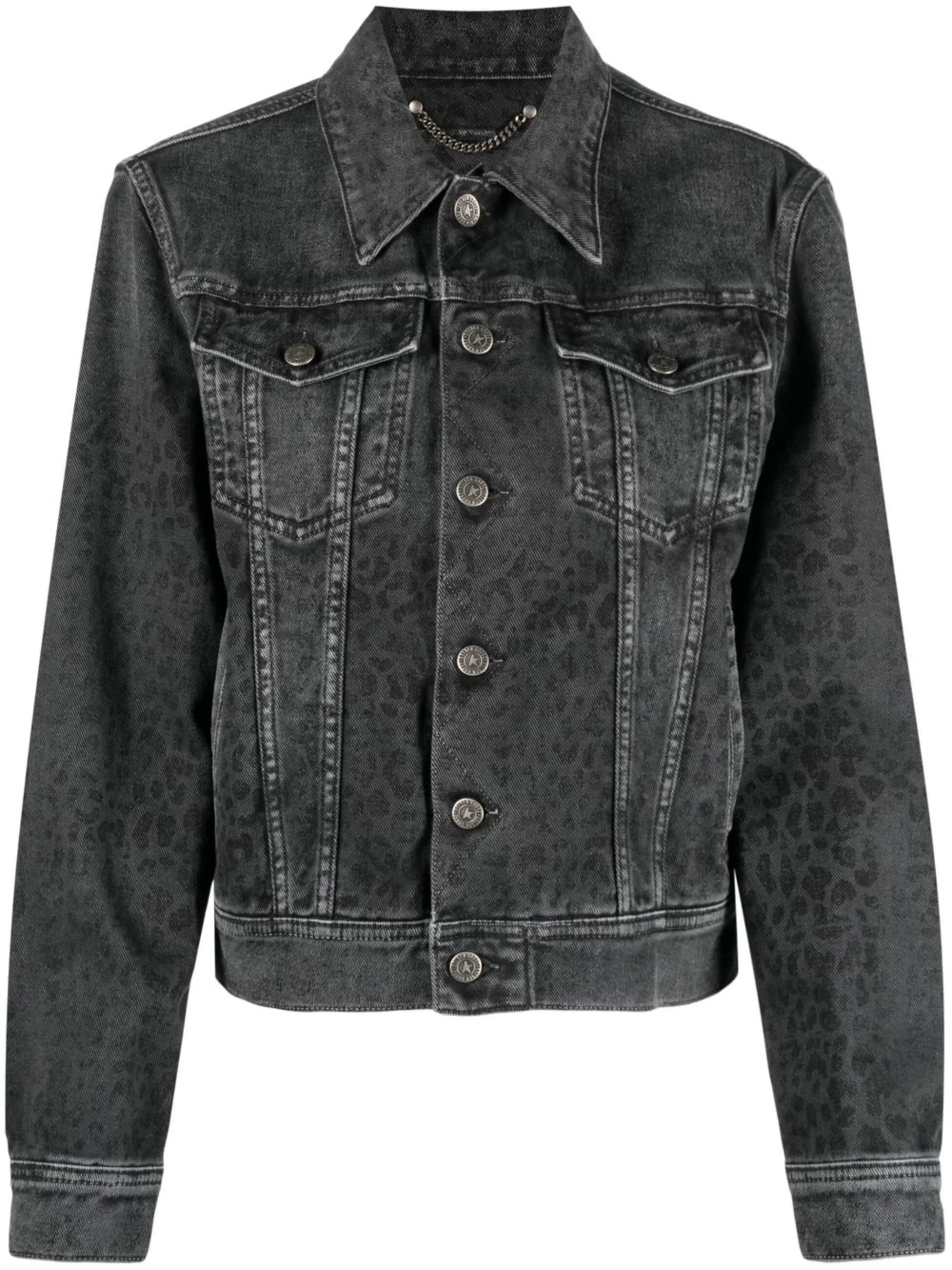 leopard-print denim jacket