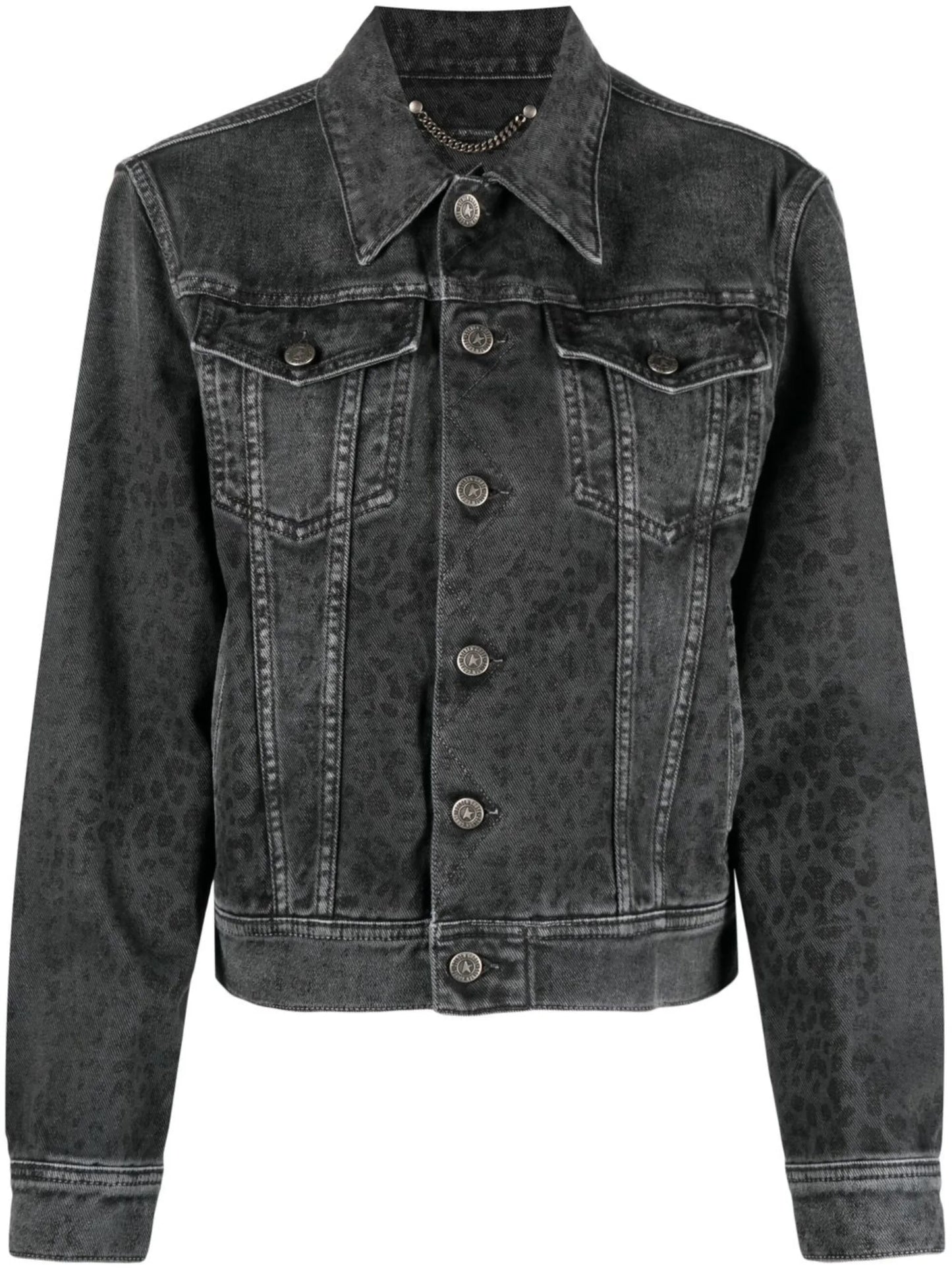 leopard-print denim jacket