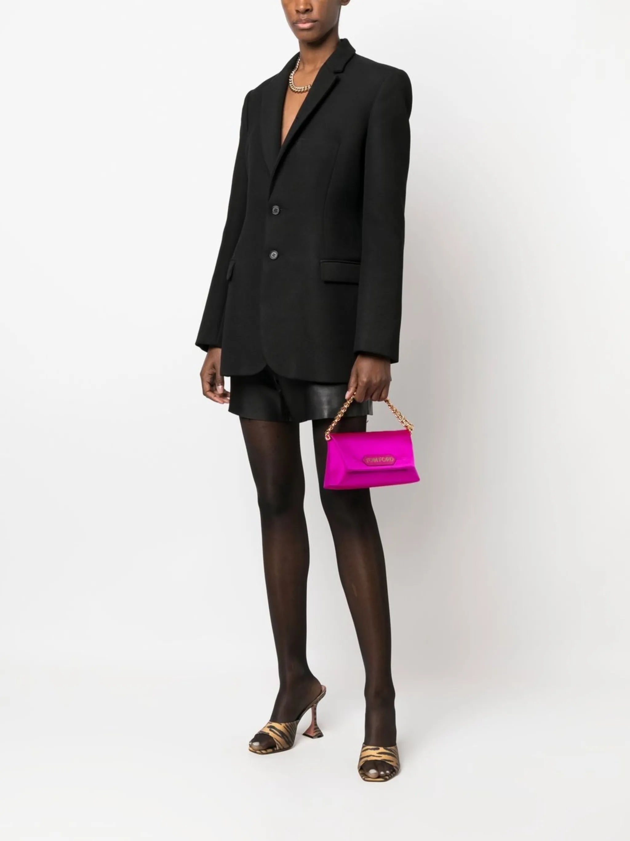 logo-patch chain-link clutch