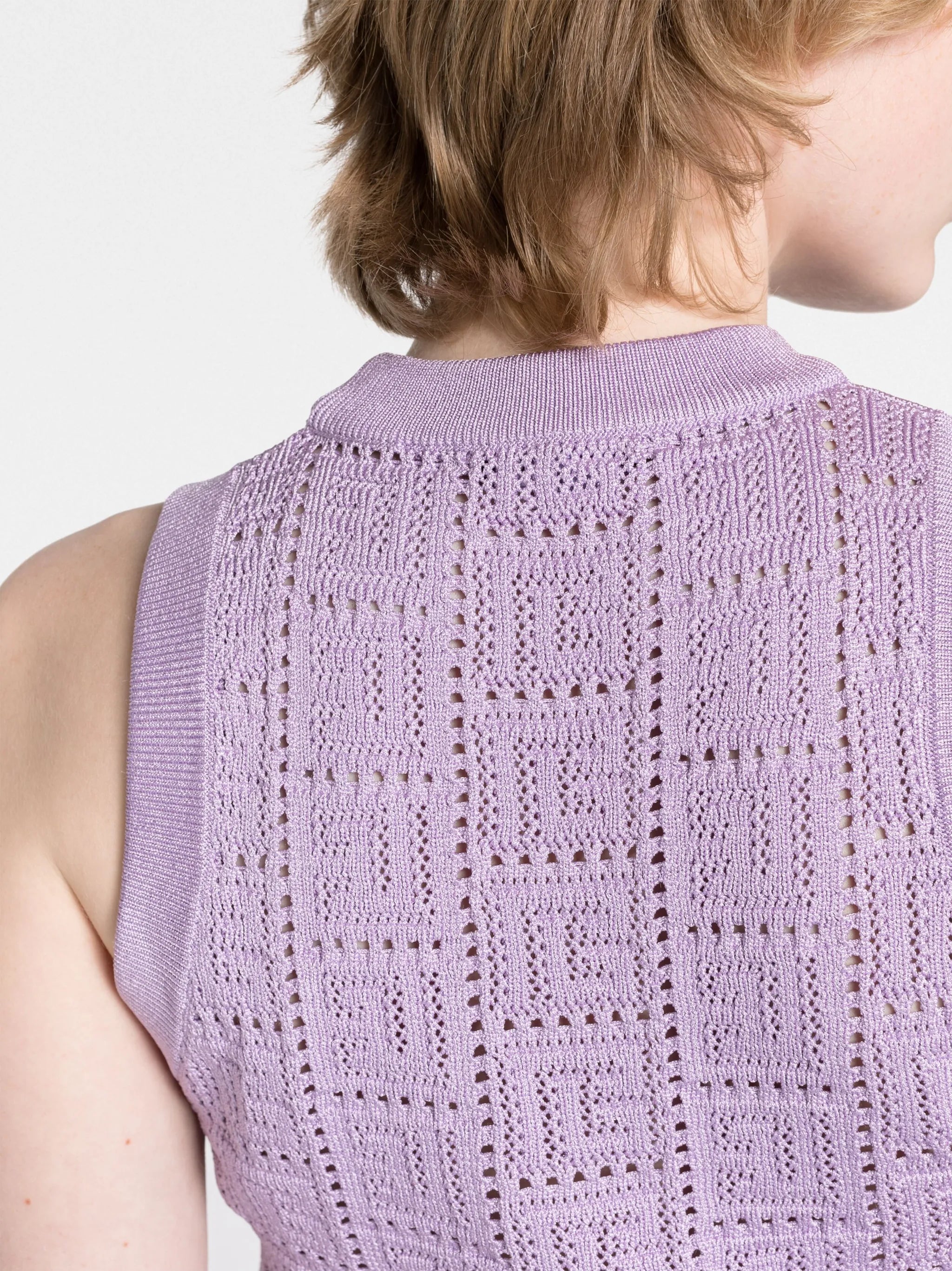 monogram-jacquard open-knit vest