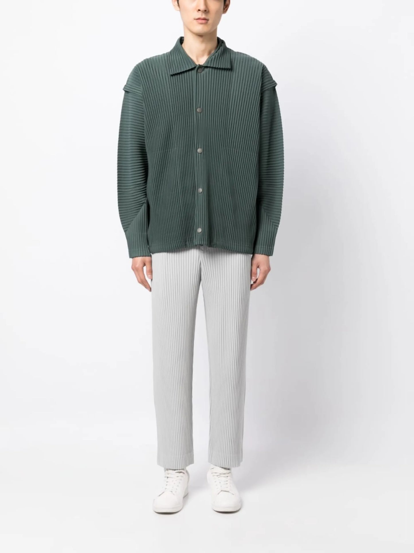 plissé straight trousers