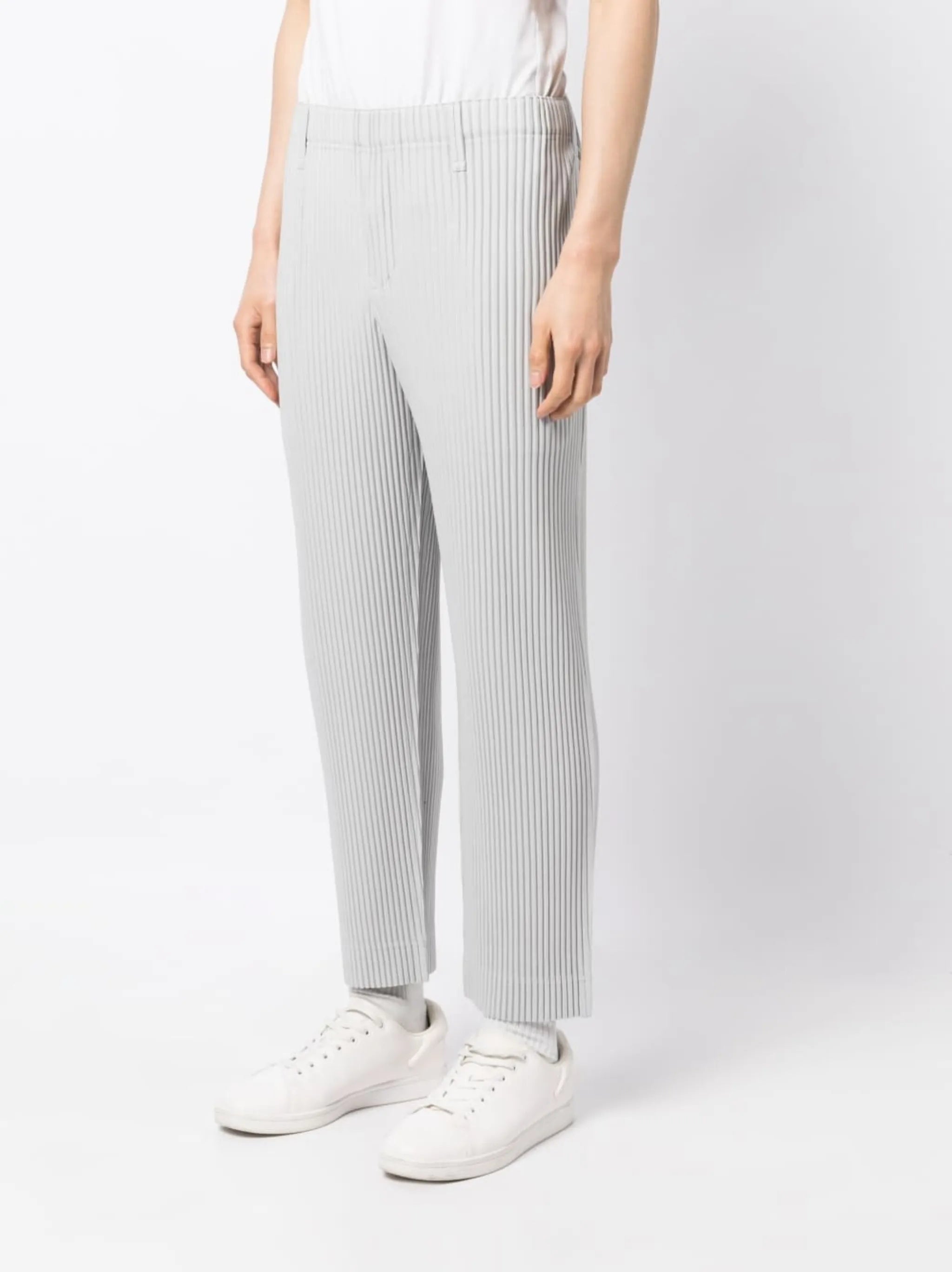 plissé straight trousers
