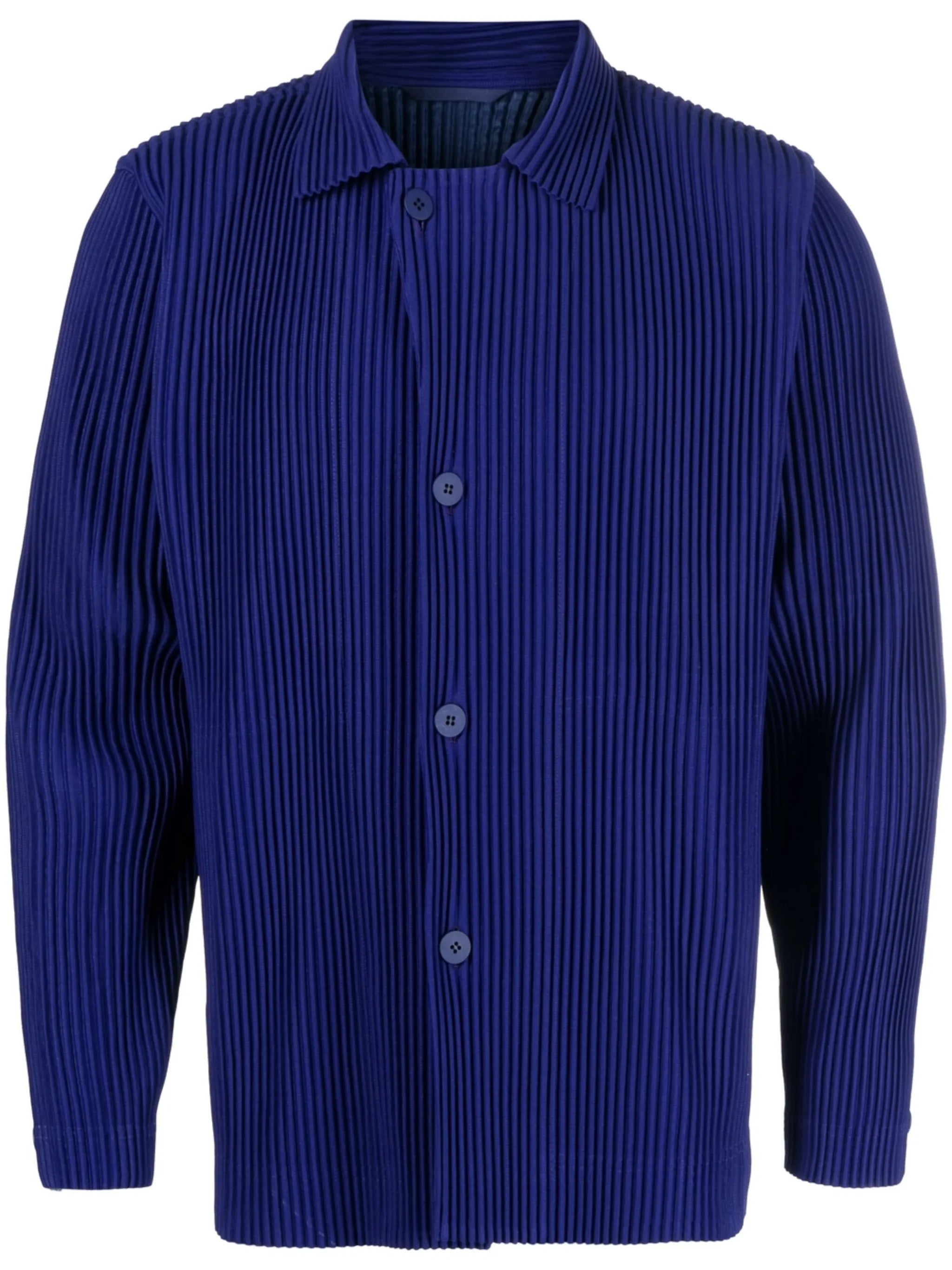 off-centre fastening fully-pleated jacket