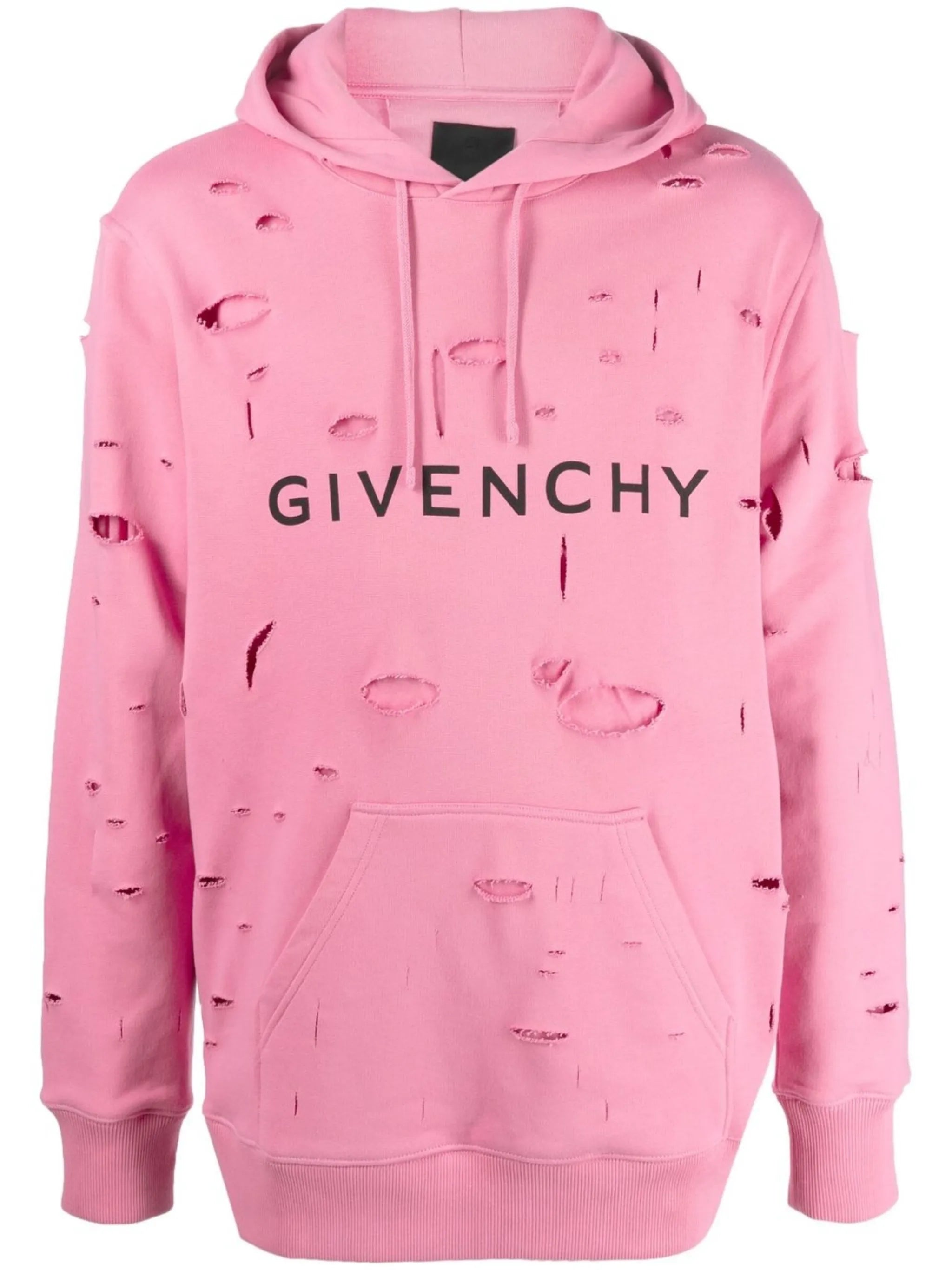 logo-print distressed hoodie