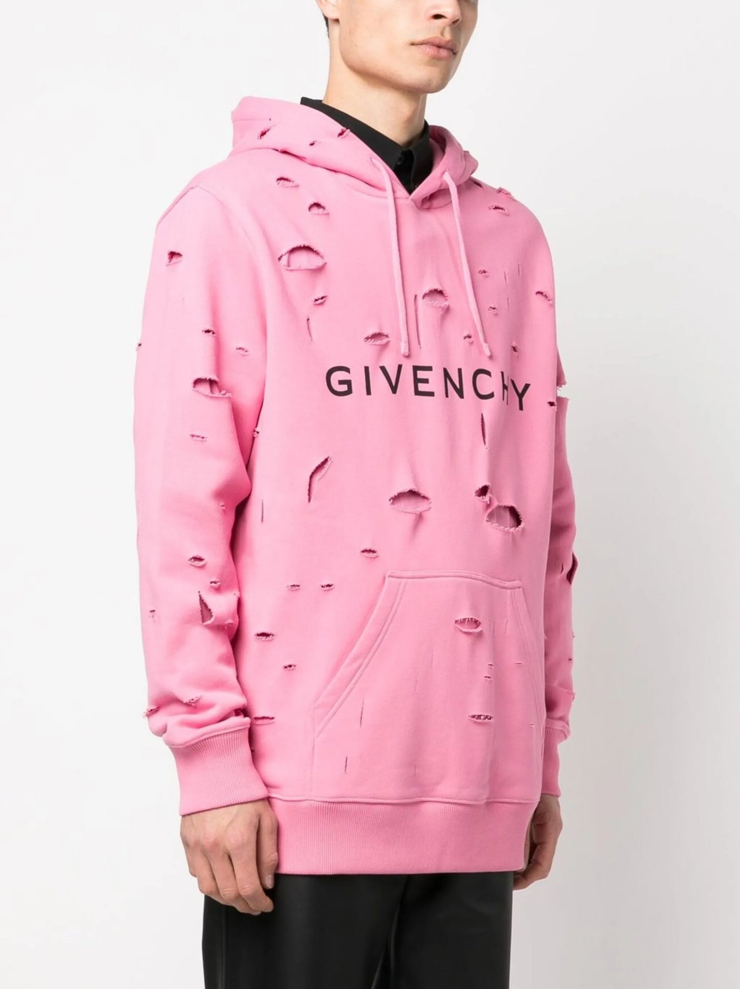 logo-print distressed hoodie