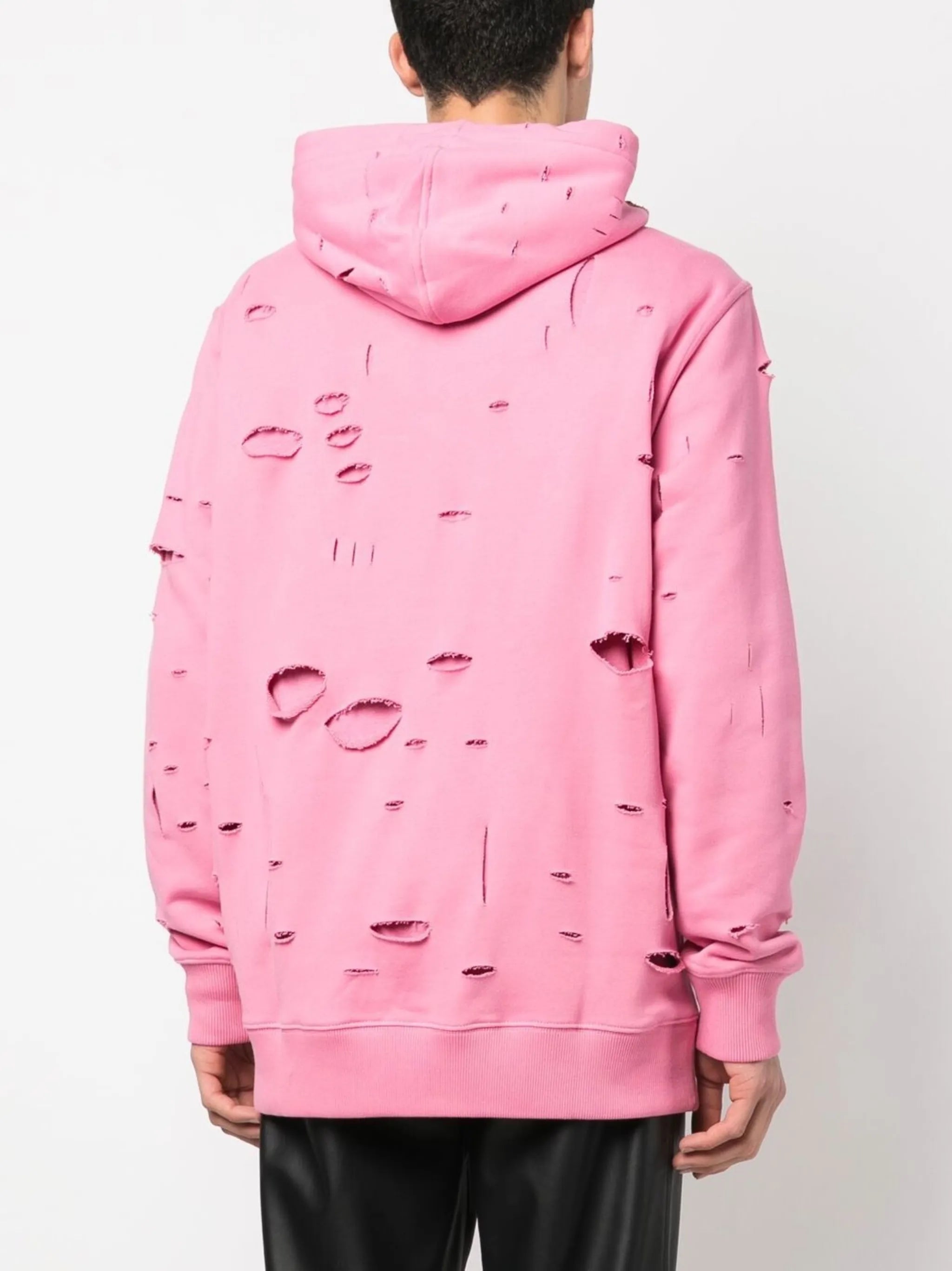 logo-print distressed hoodie
