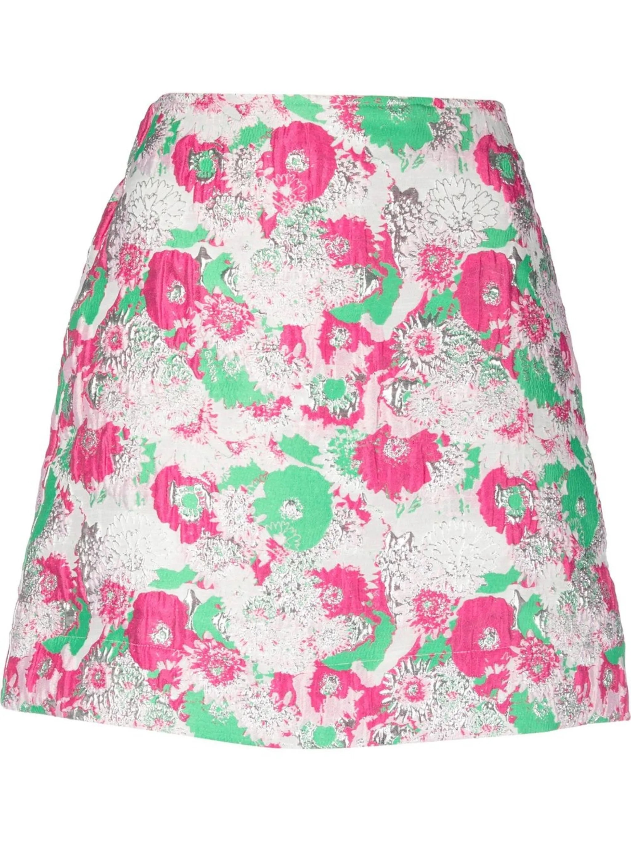 floral-pattern A-line skirt