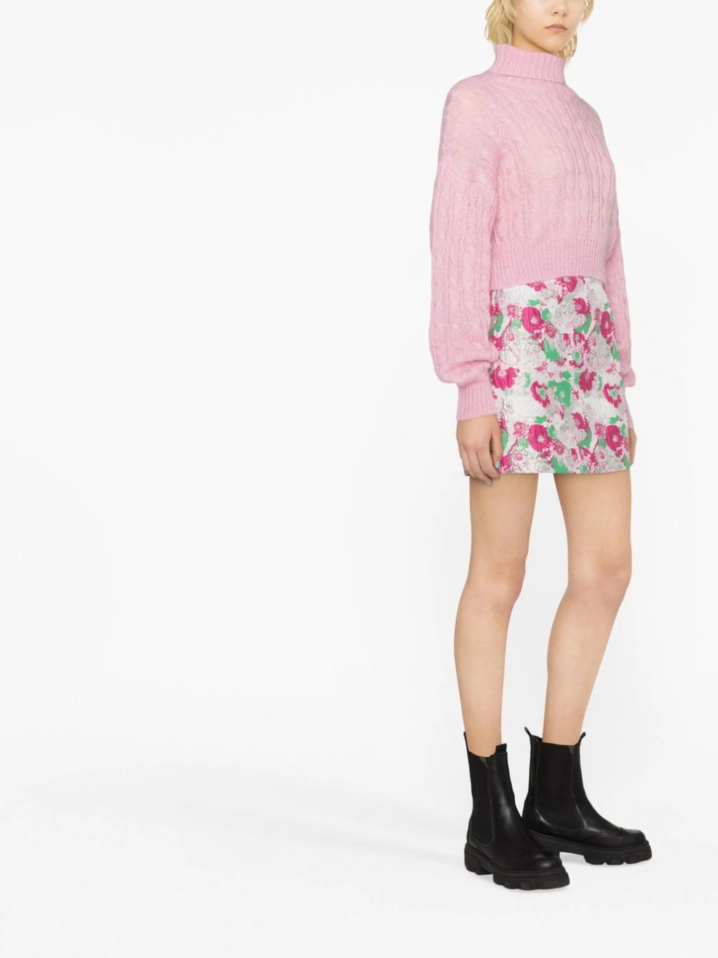floral-pattern A-line skirt
