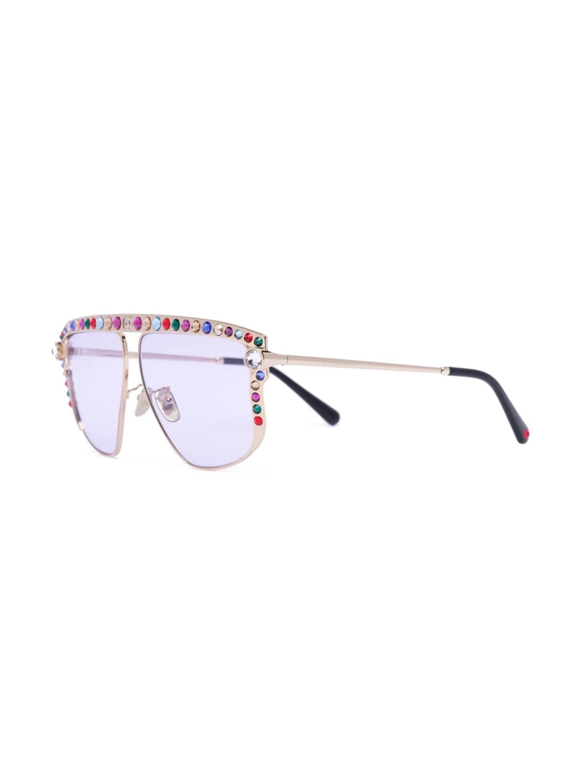 Dolce Embellished Crystal pilot sunglasses
