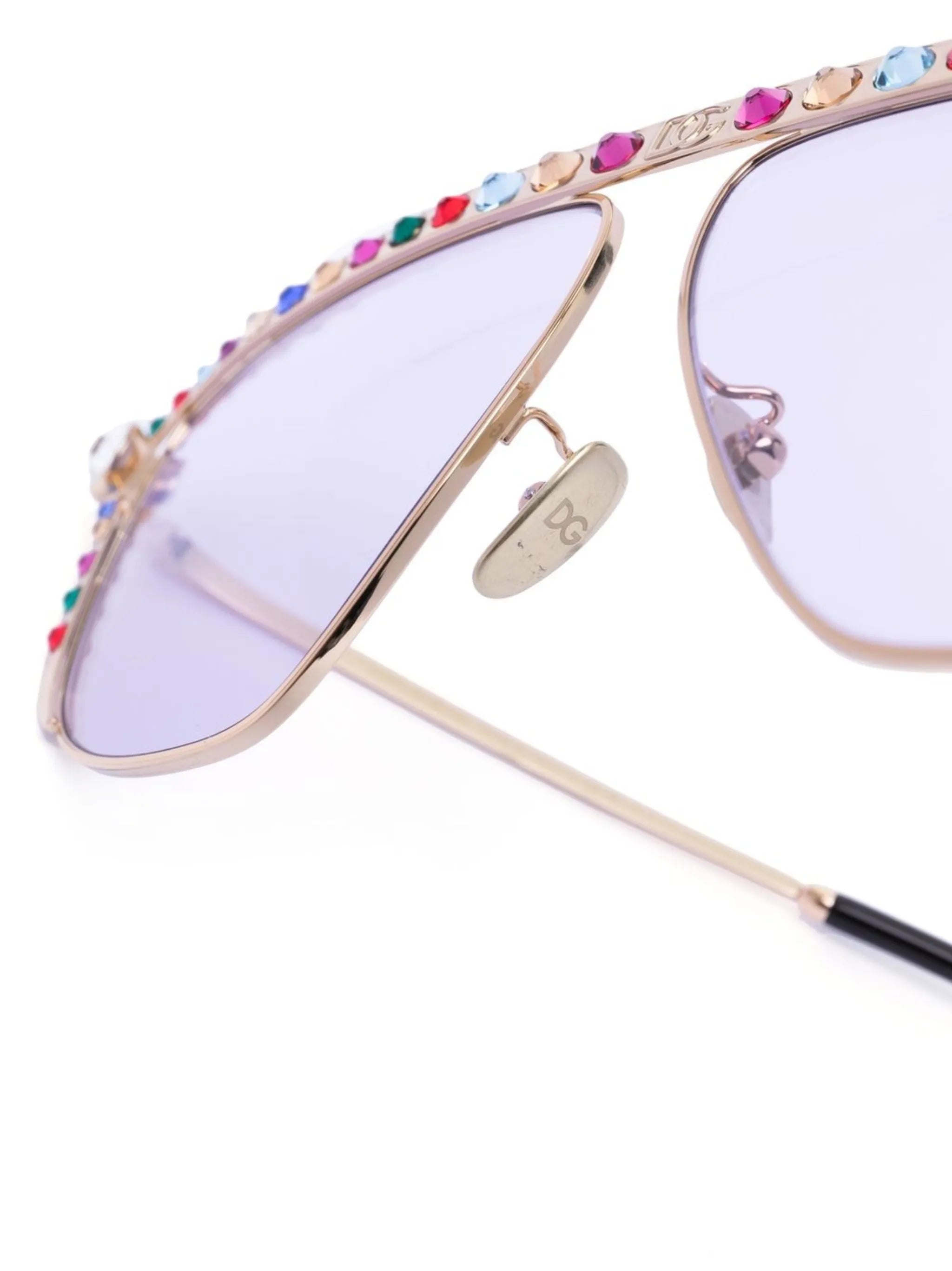 Dolce Embellished Crystal pilot sunglasses