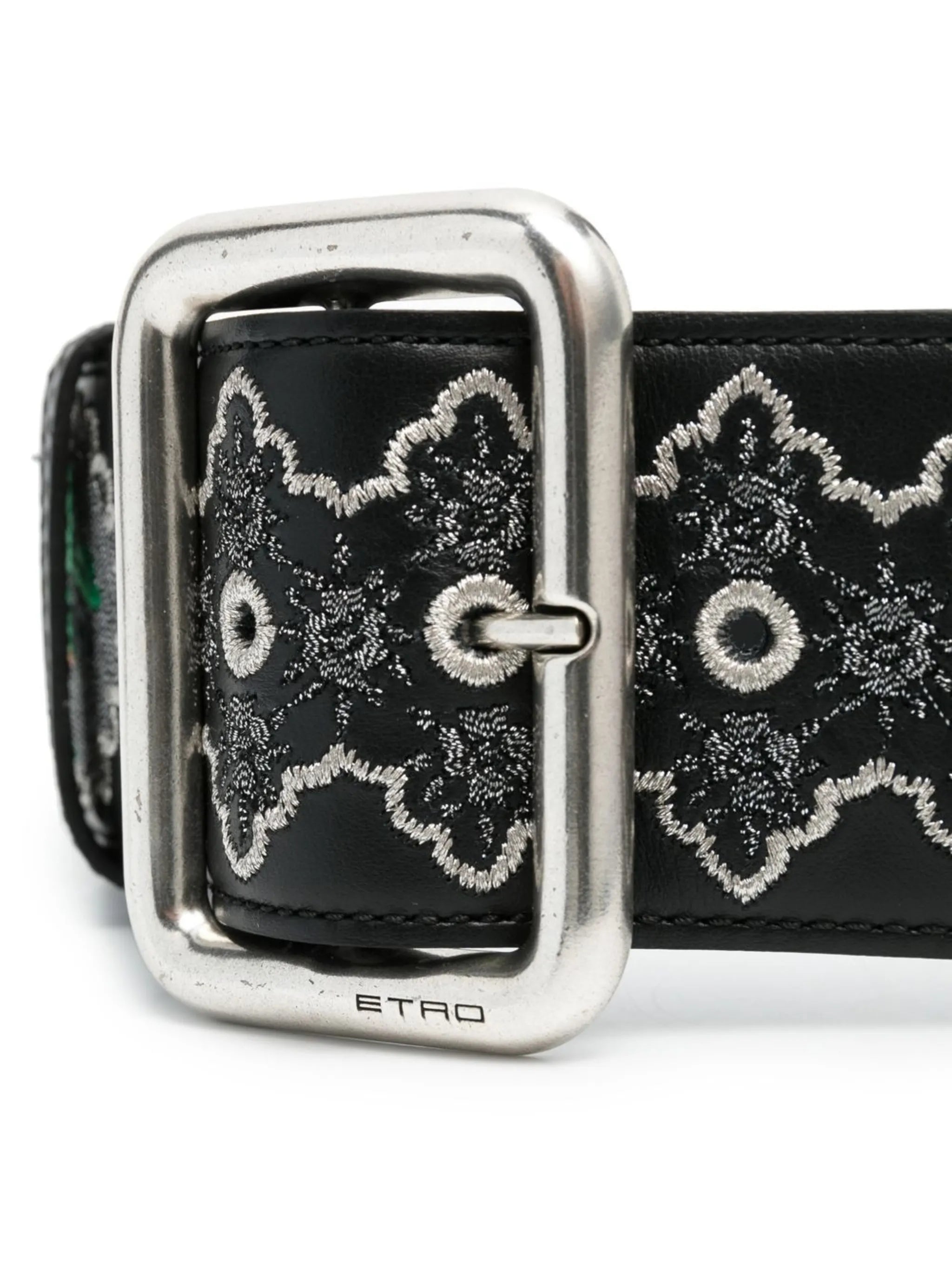 patterned wide leather belt