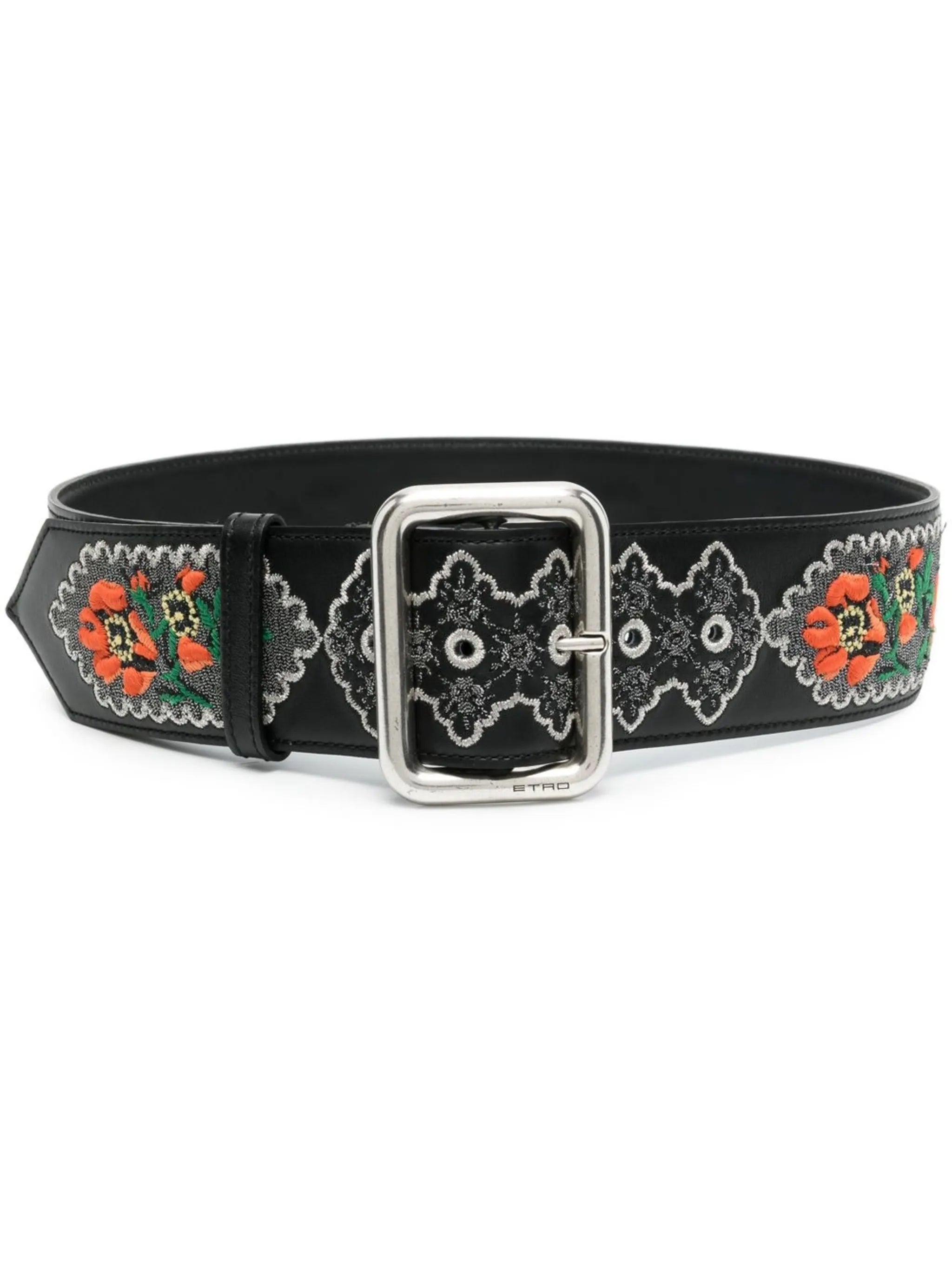 patterned wide leather belt