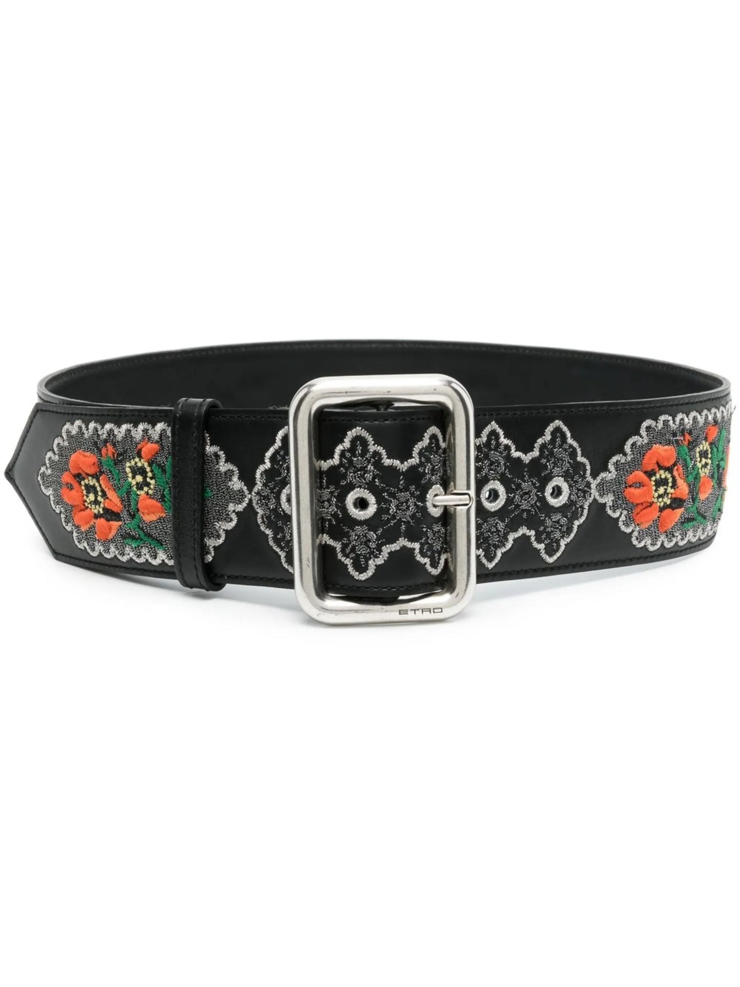 patterned wide leather belt