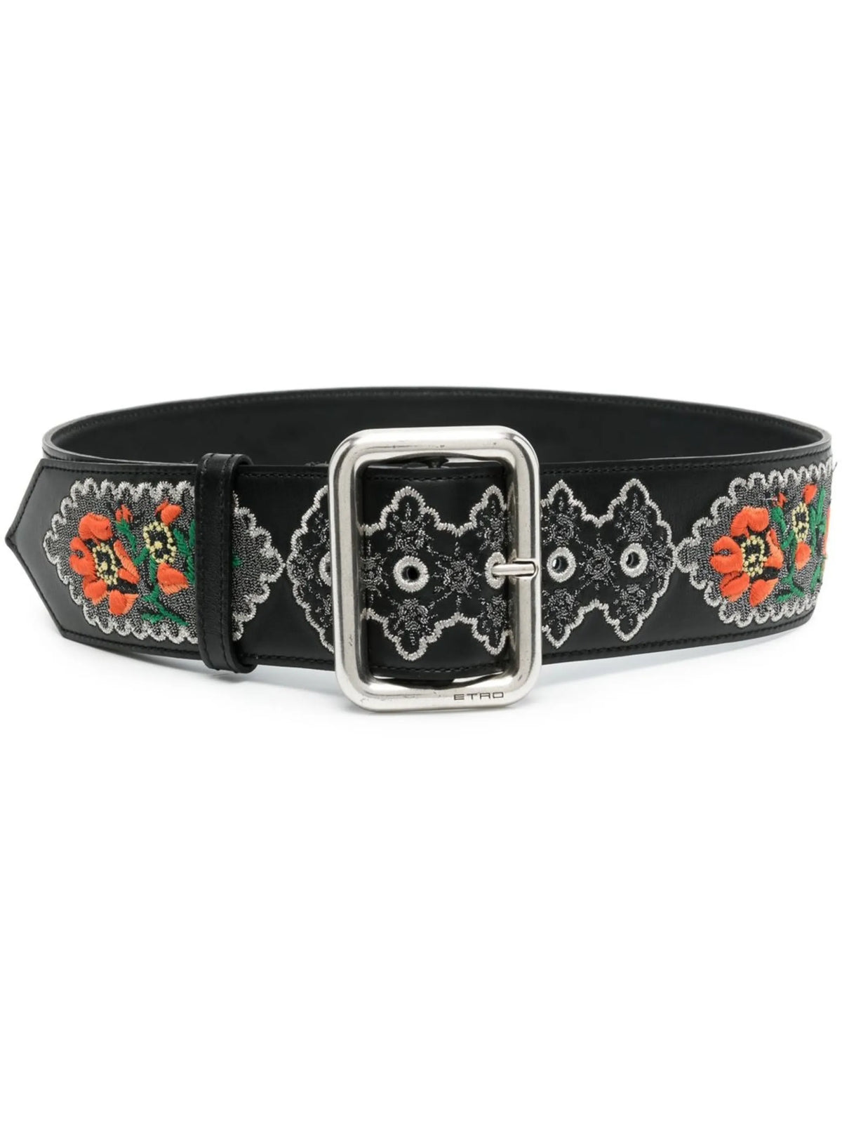 patterned wide leather belt