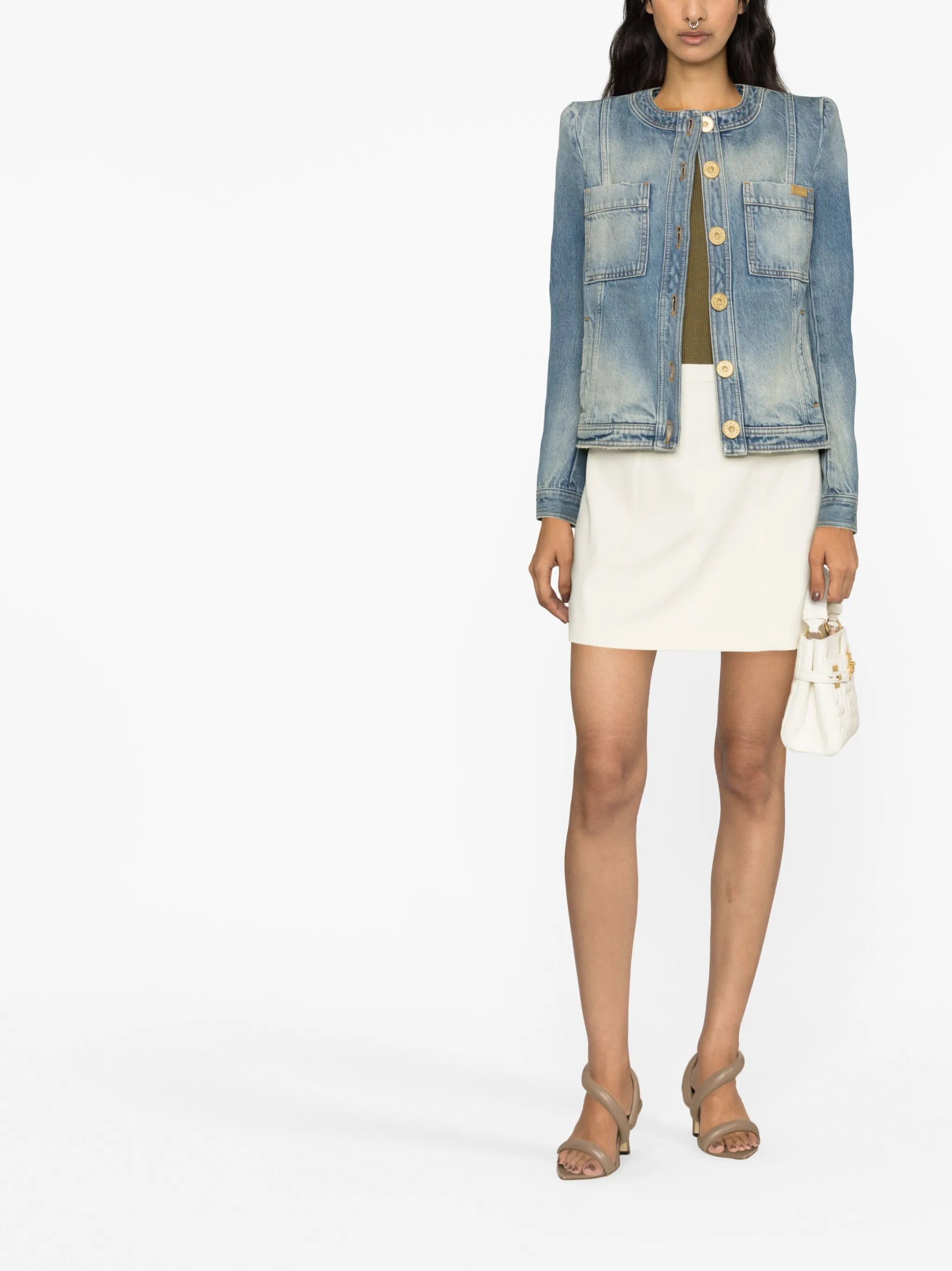 logo-plaque denim jacket