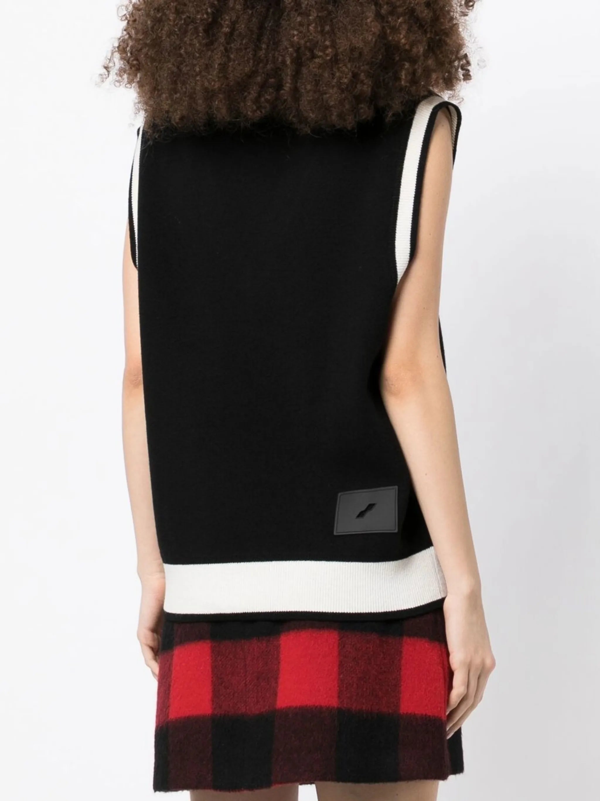 logo-patch wool-blend vest