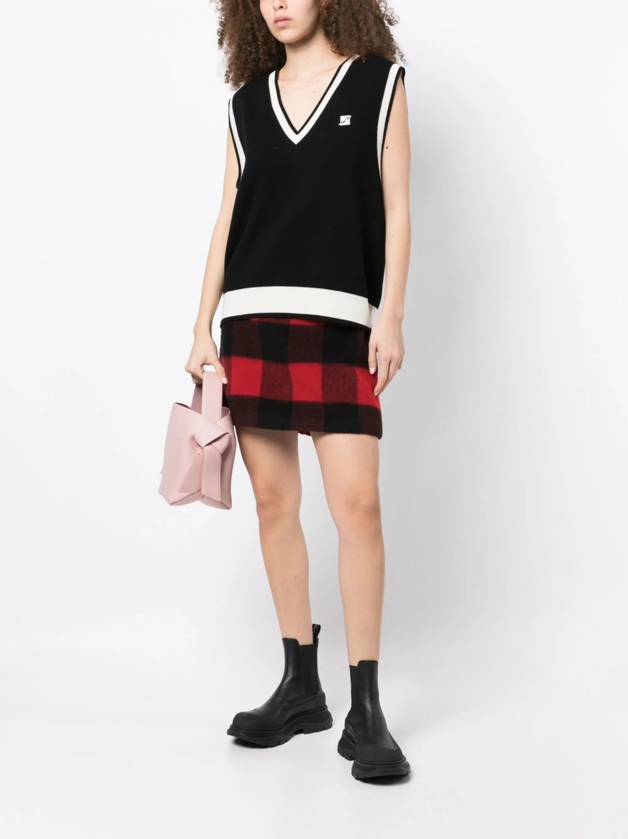 logo-patch wool-blend vest