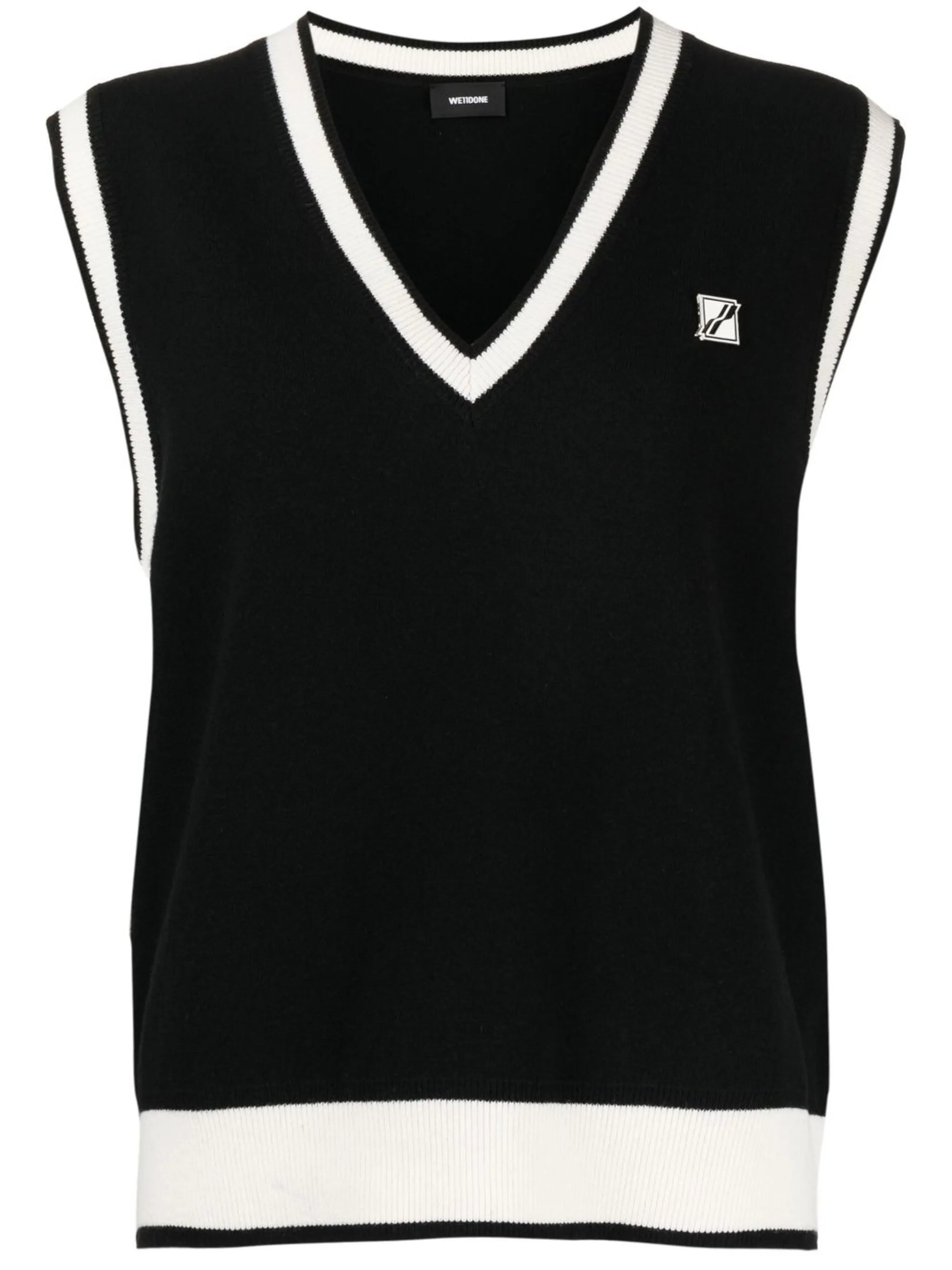 logo-patch wool-blend vest
