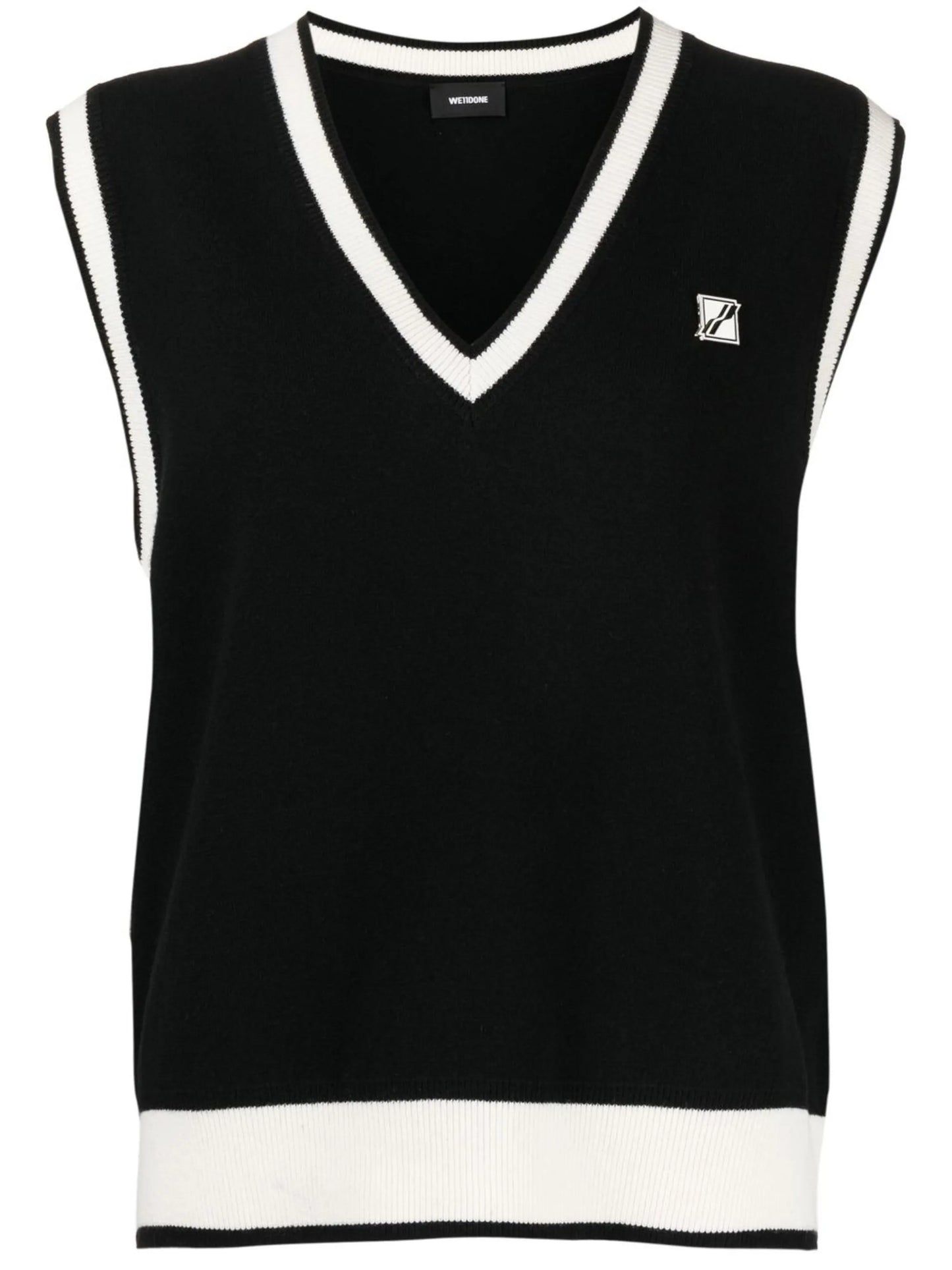 logo-patch wool-blend vest