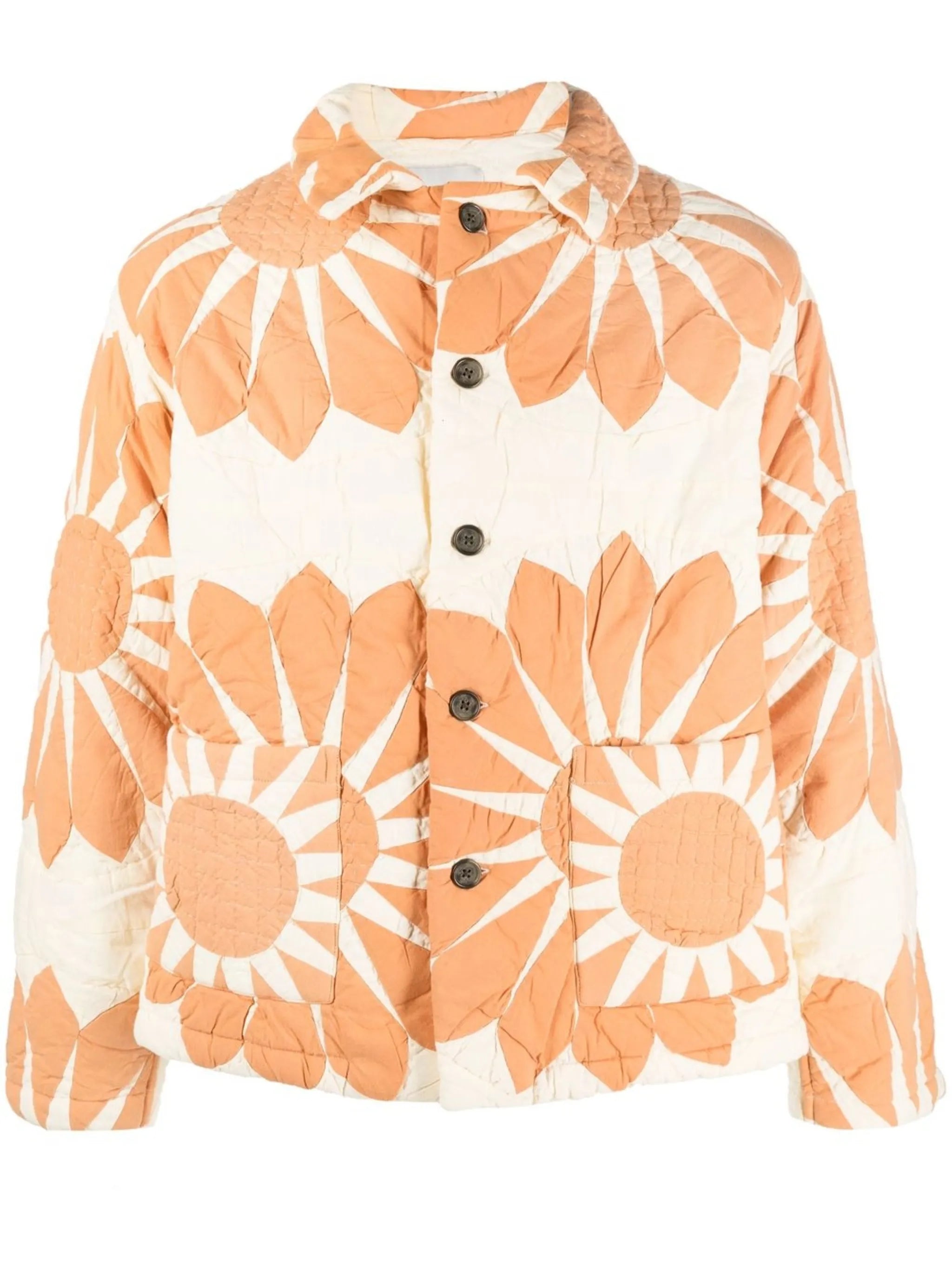 floral-print detail shirt jacket