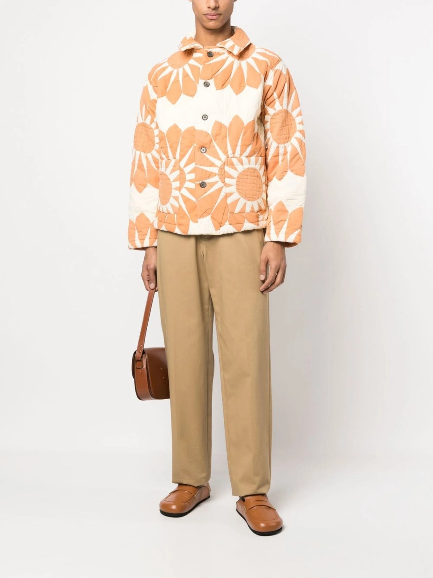 floral-print detail shirt jacket