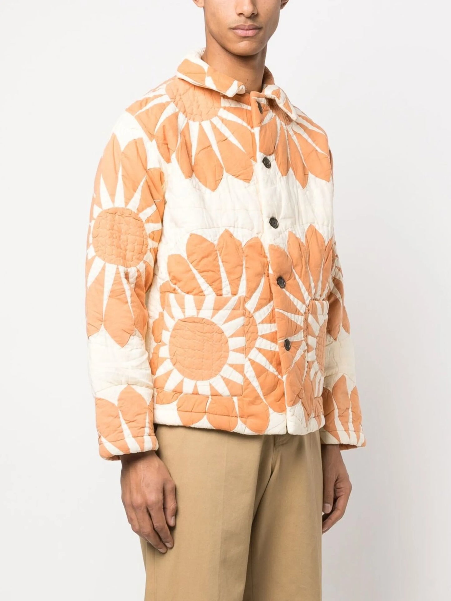 floral-print detail shirt jacket