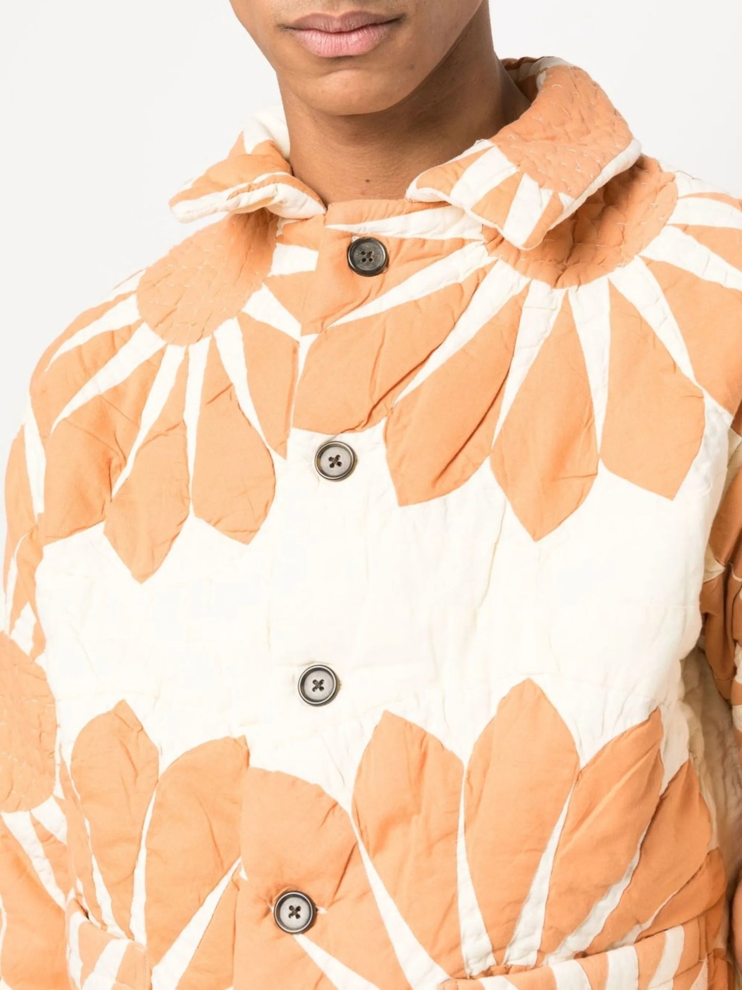 floral-print detail shirt jacket