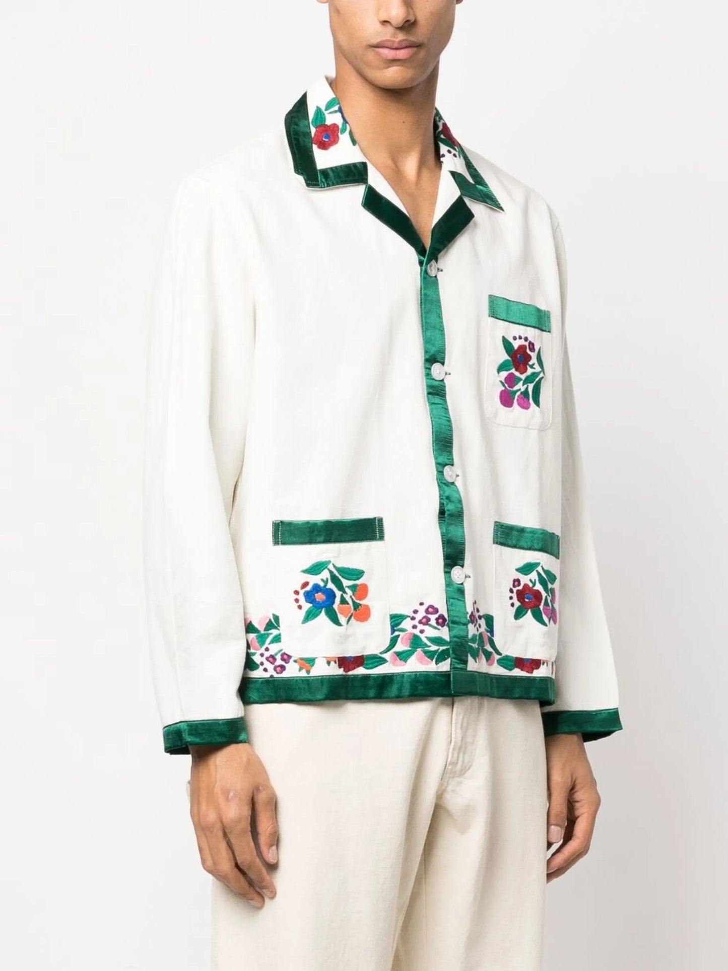embroidered-detail button shirt