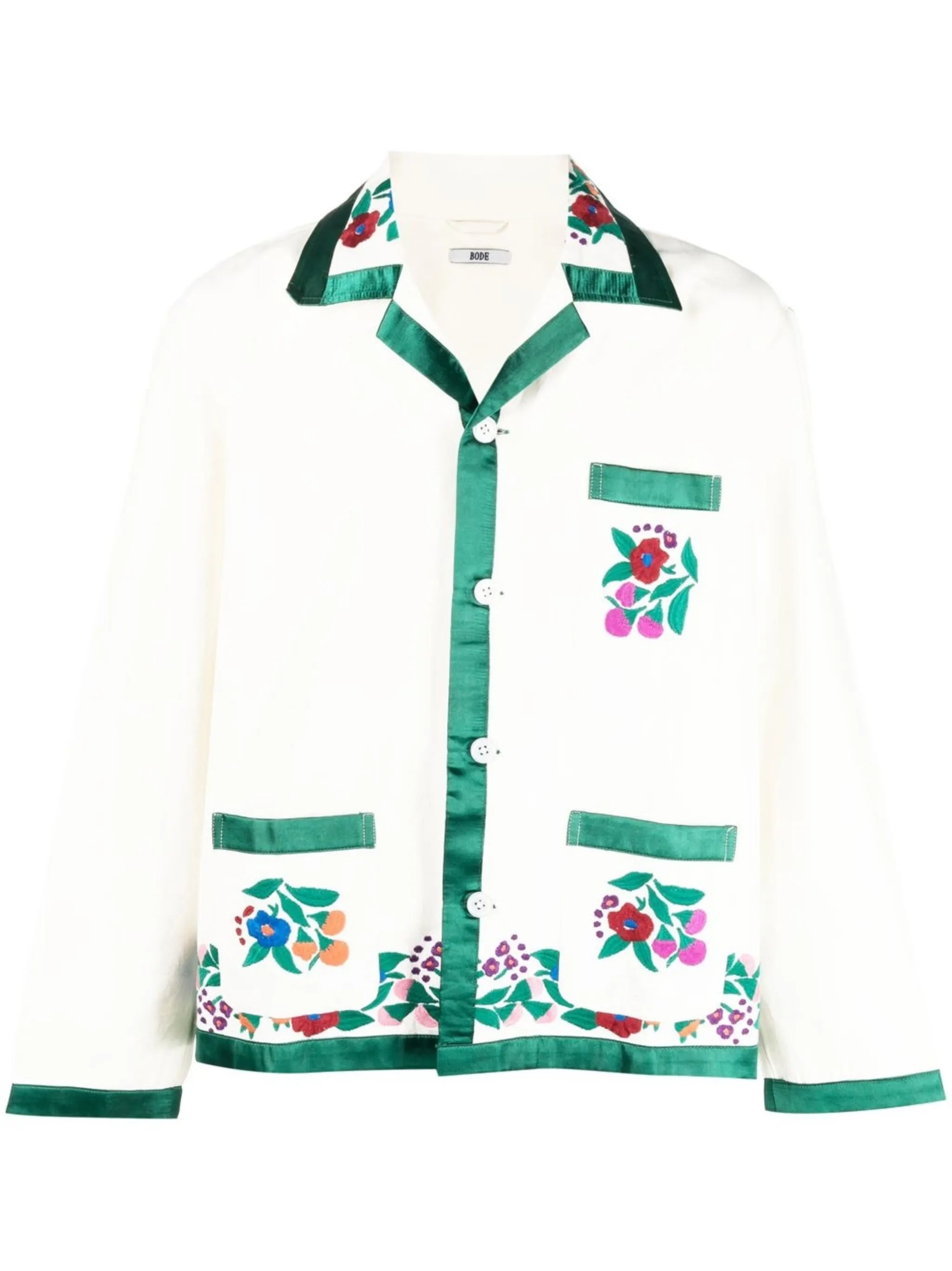 embroidered-detail button shirt