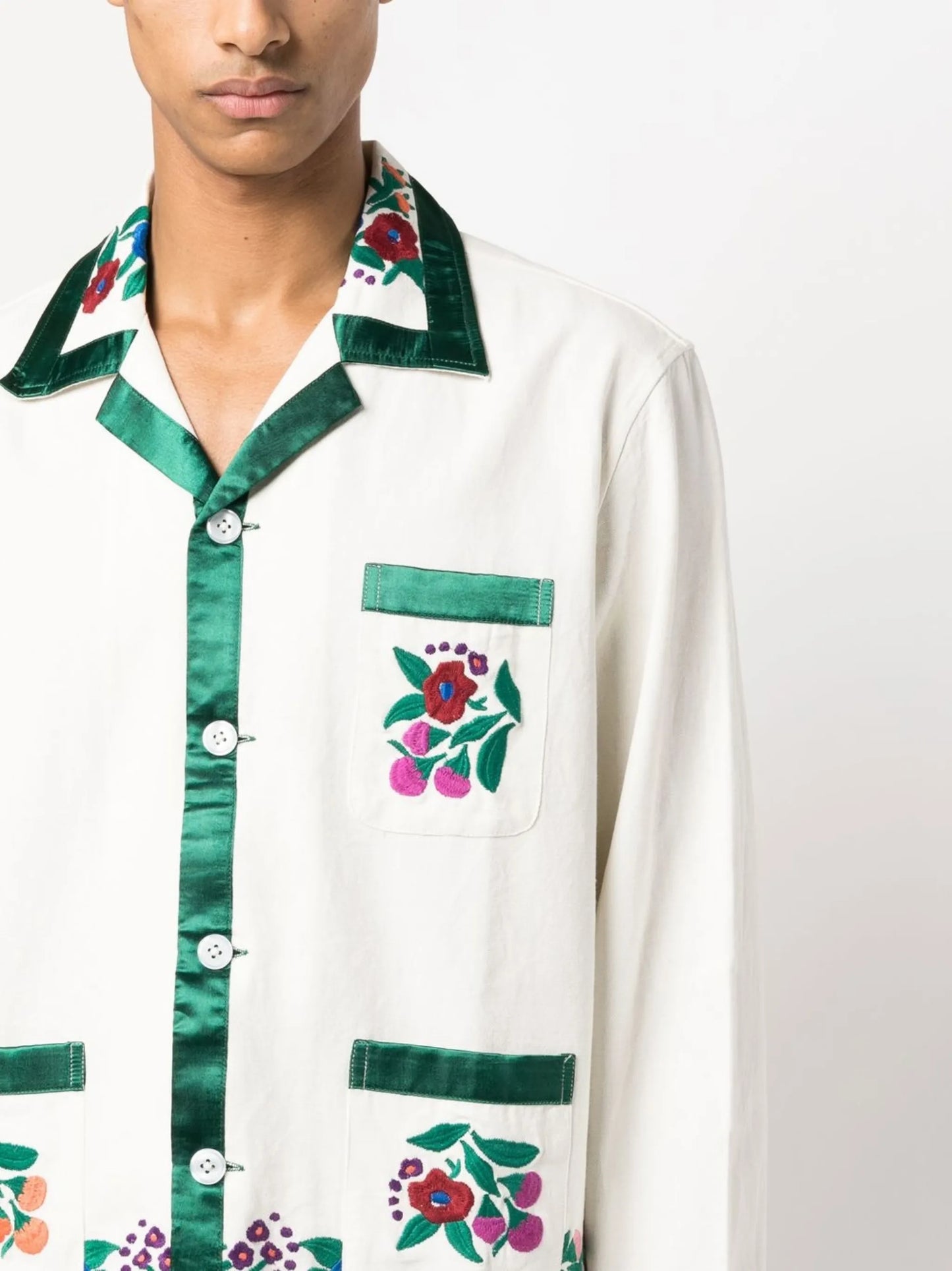 embroidered-detail button shirt